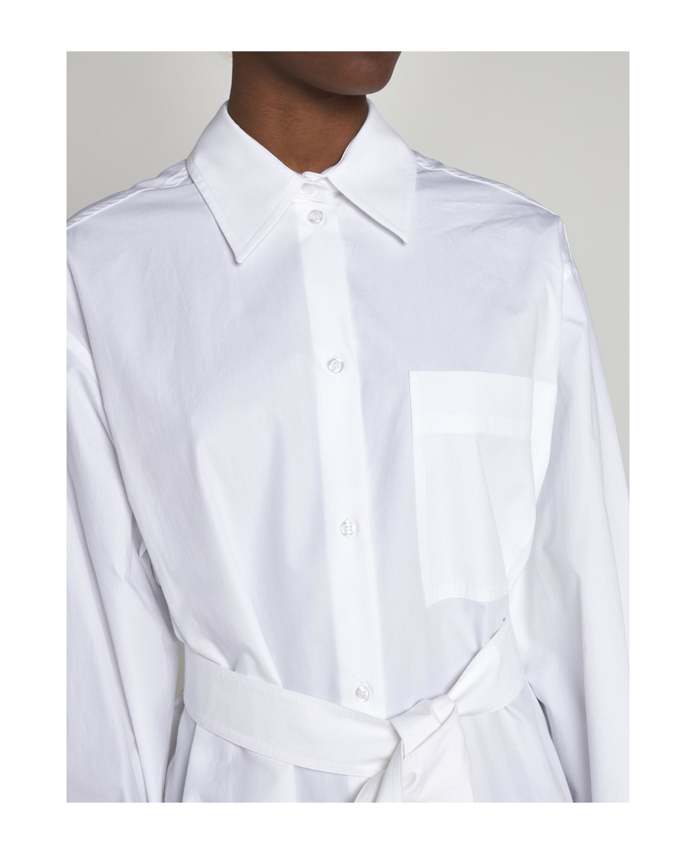 SportMax William Cotton-blend Shirt Dress - White