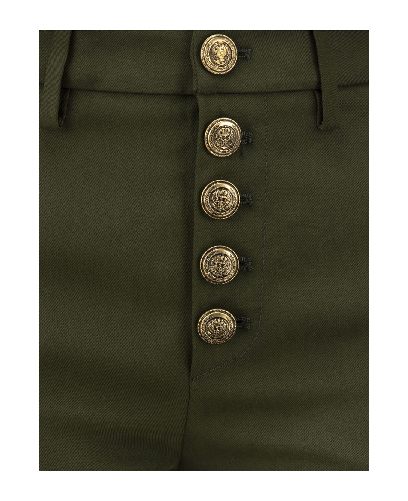Dondup Carmen - Slim Gabardine Lyocell Trousers - Military Green