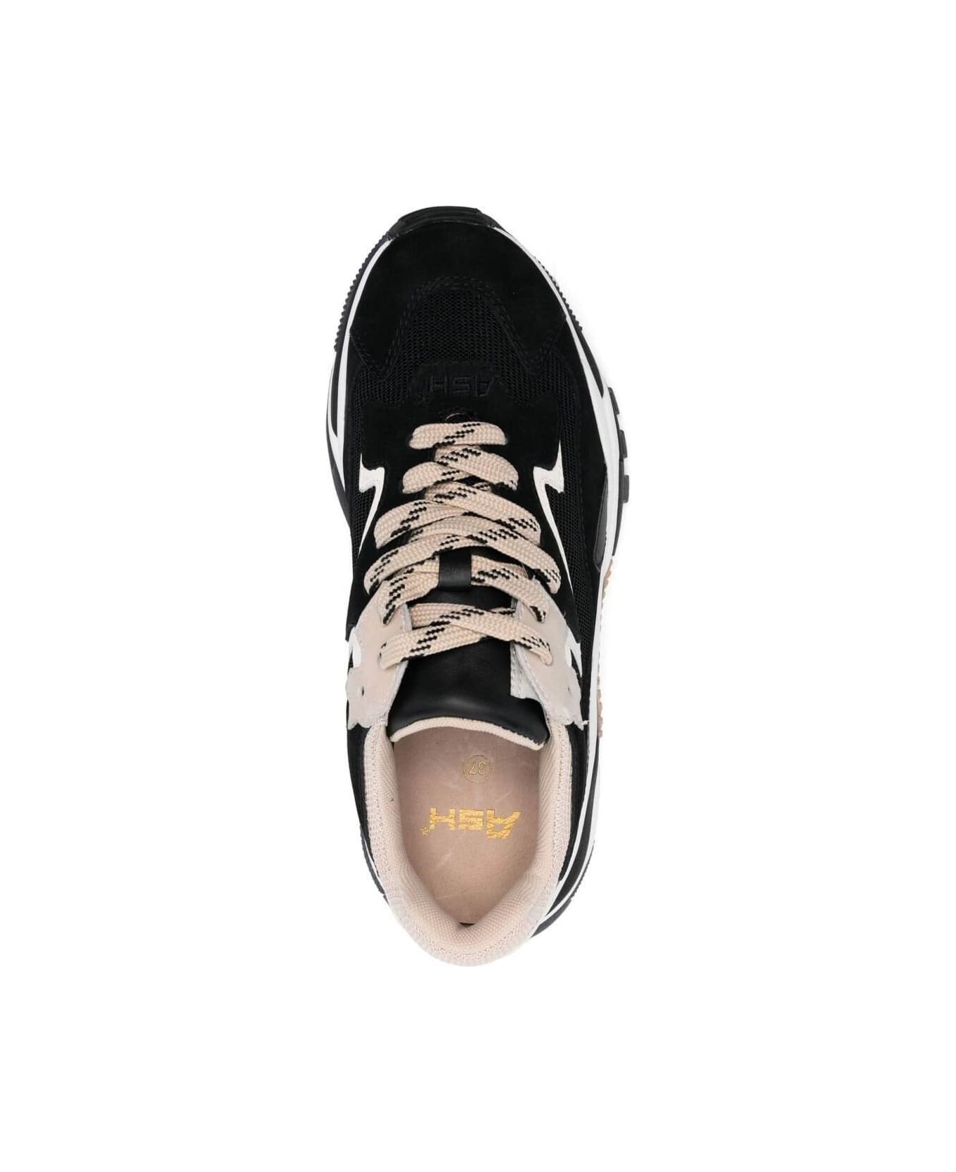 Ash 'addict' Black Sneakers With White And Beige Inserts In Leather Woman - Black