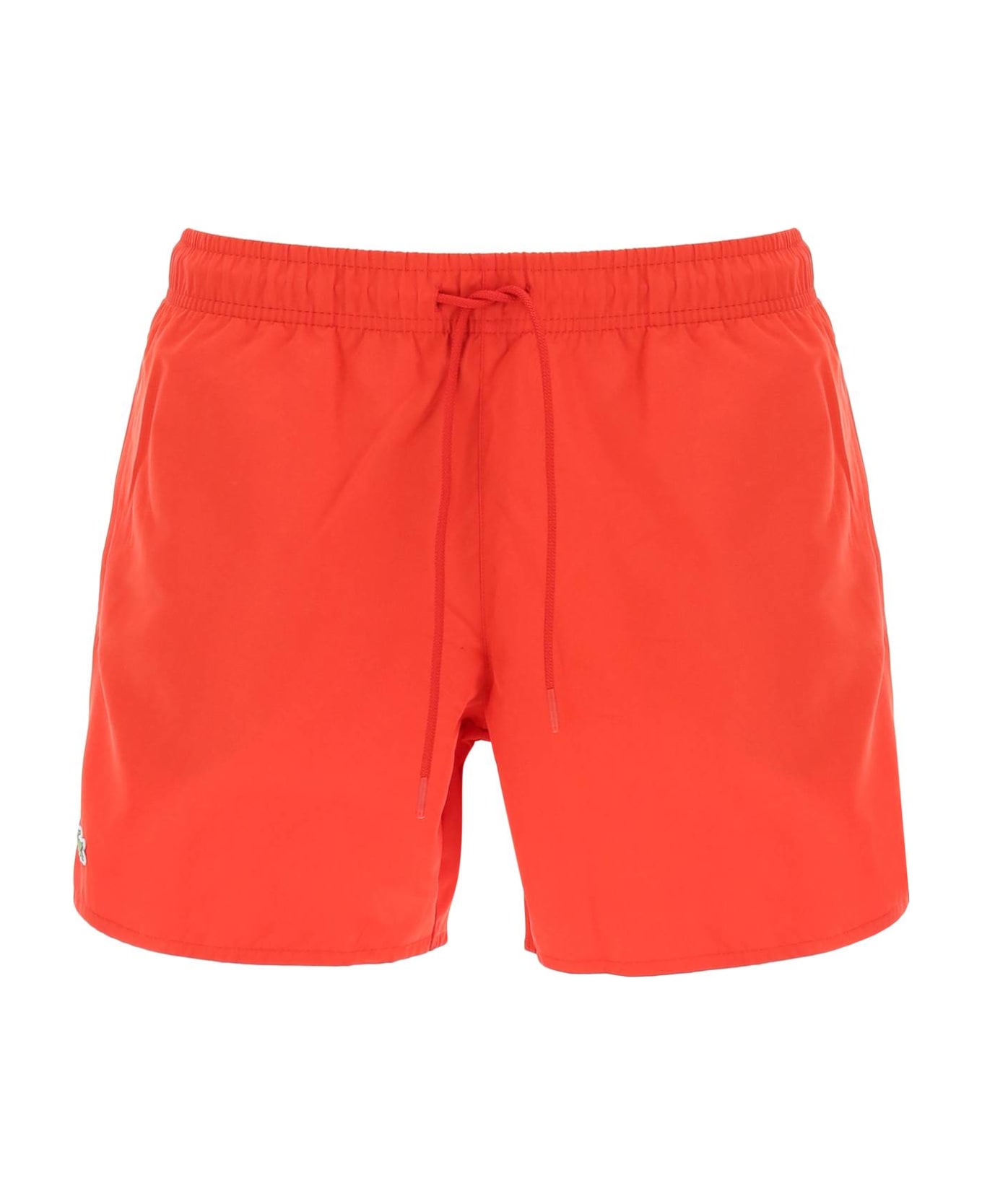 Lacoste Logo Patch Swim Shorts - RED GREEN (Red)