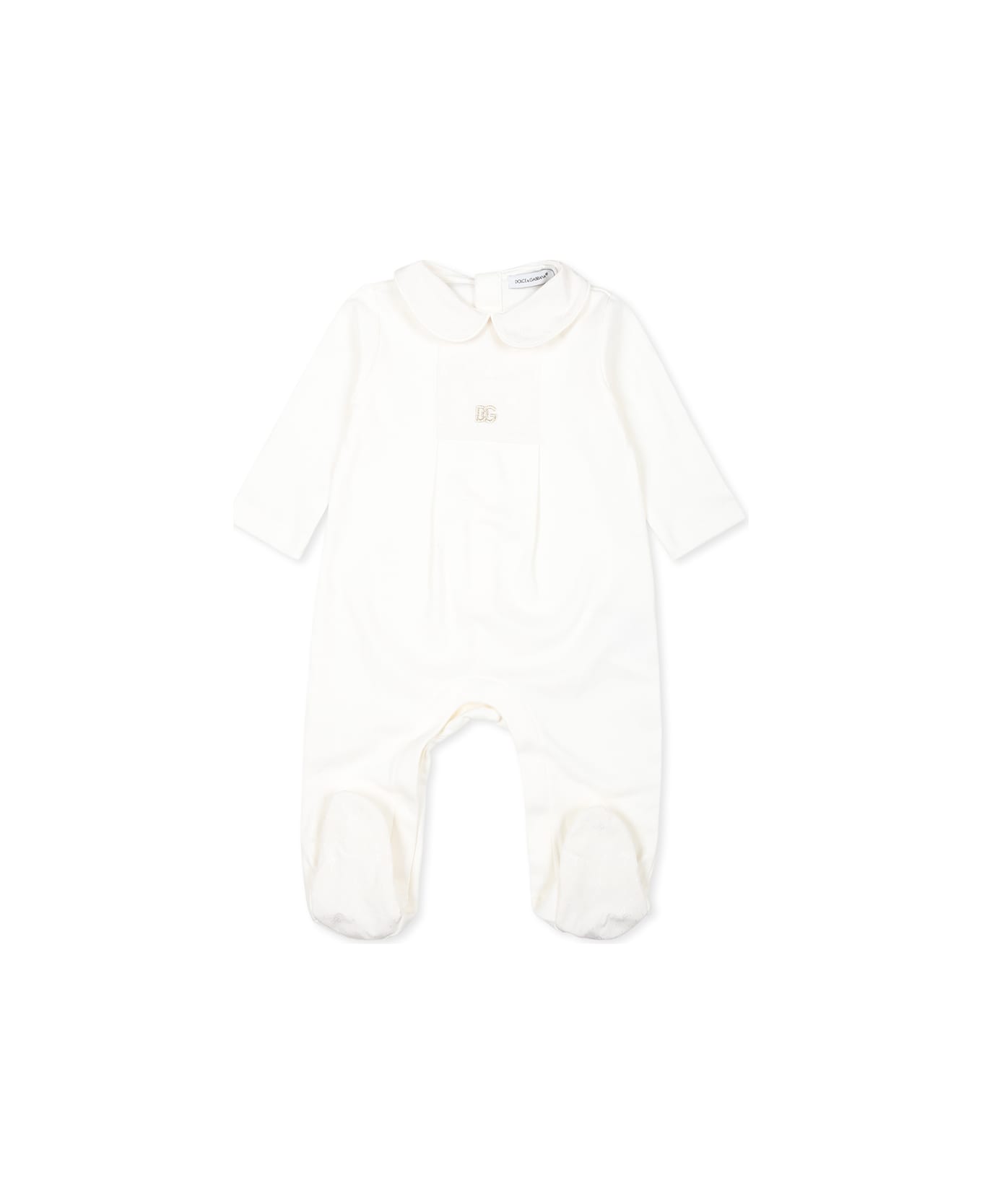 Dolce & Gabbana White Babygrow Set For Babykids With Logo Dg - White