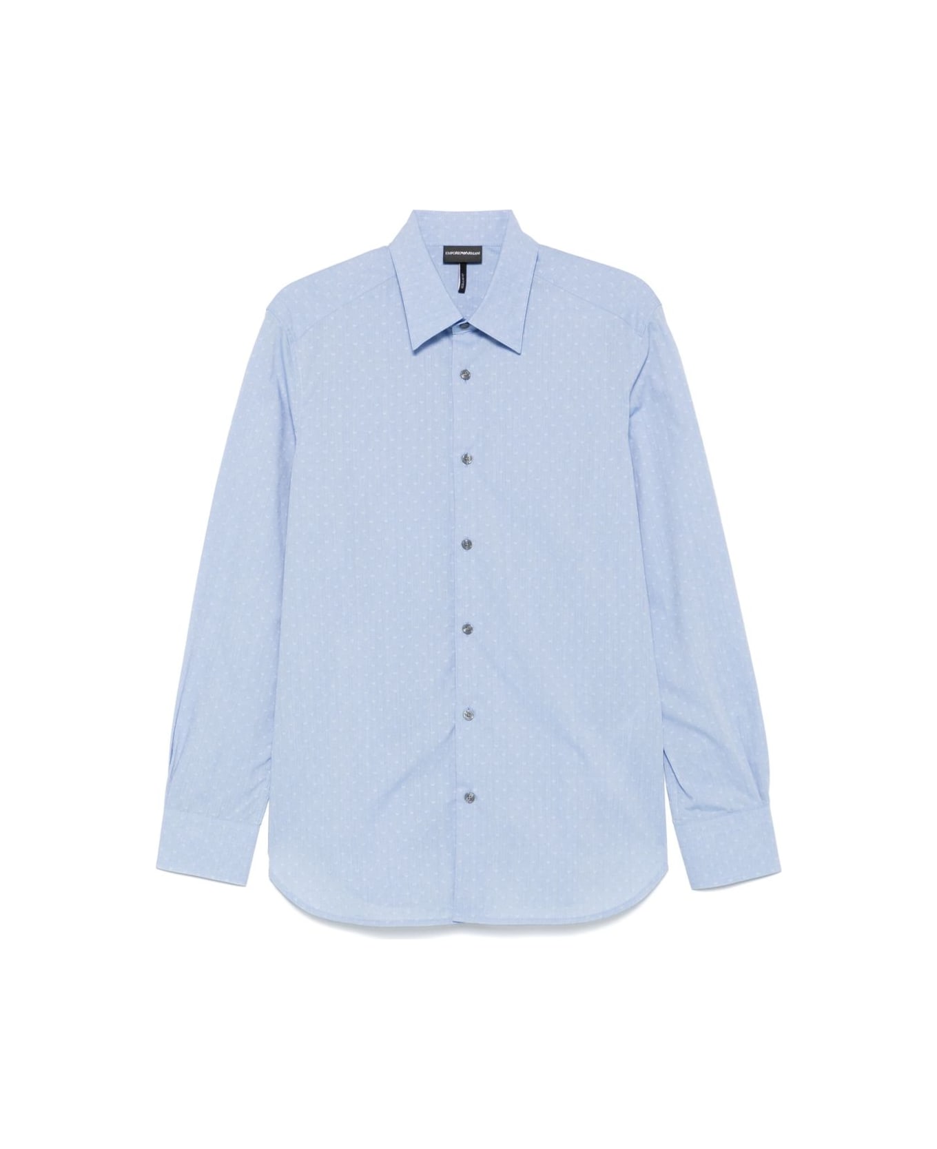 Emporio Armani Allover Logo Cotton Shirt - Clear Blue