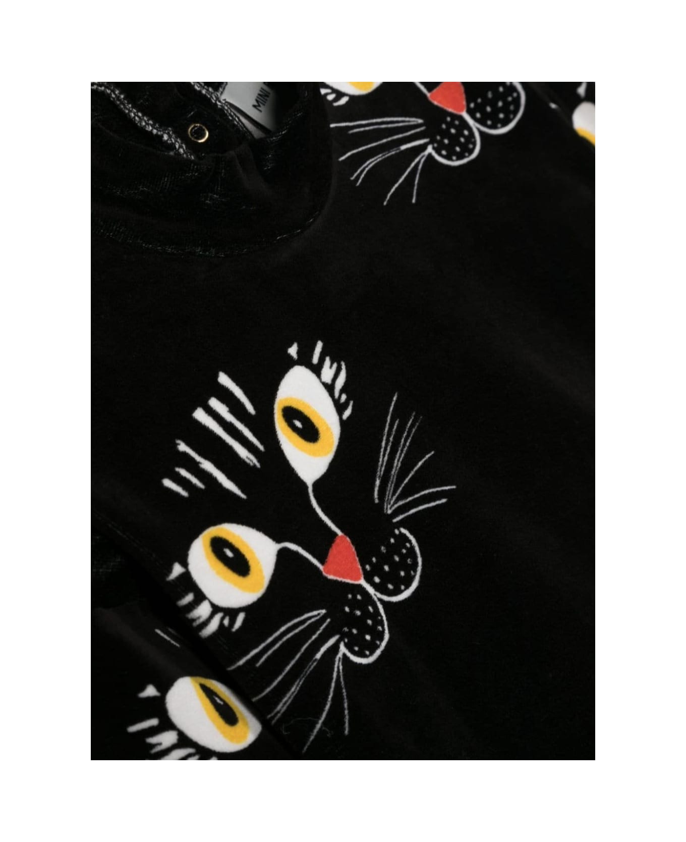 Mini Rodini Cat Face Velour Sweater - Black