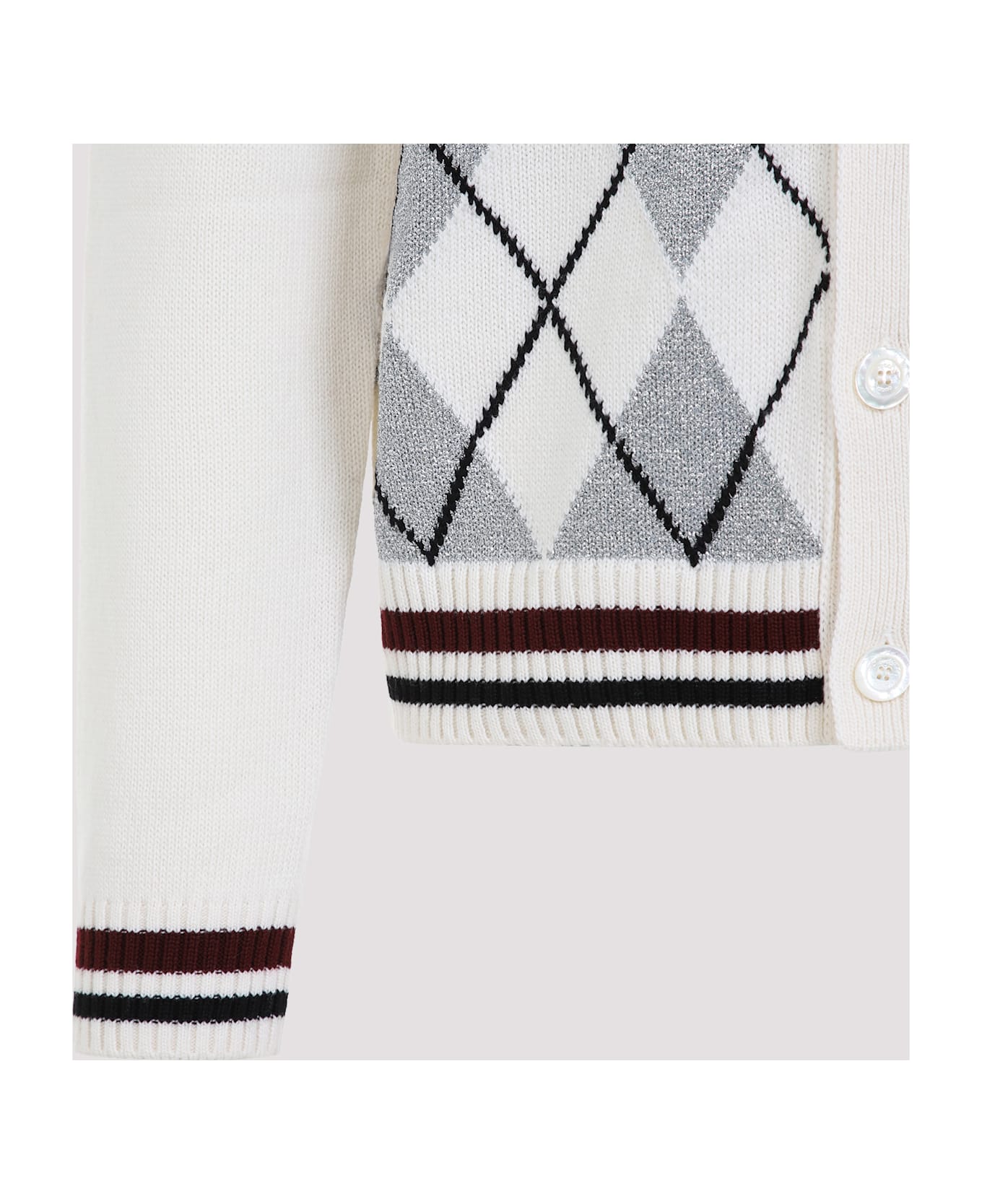 Gucci Argyle Lurex Cardigan - White Silver