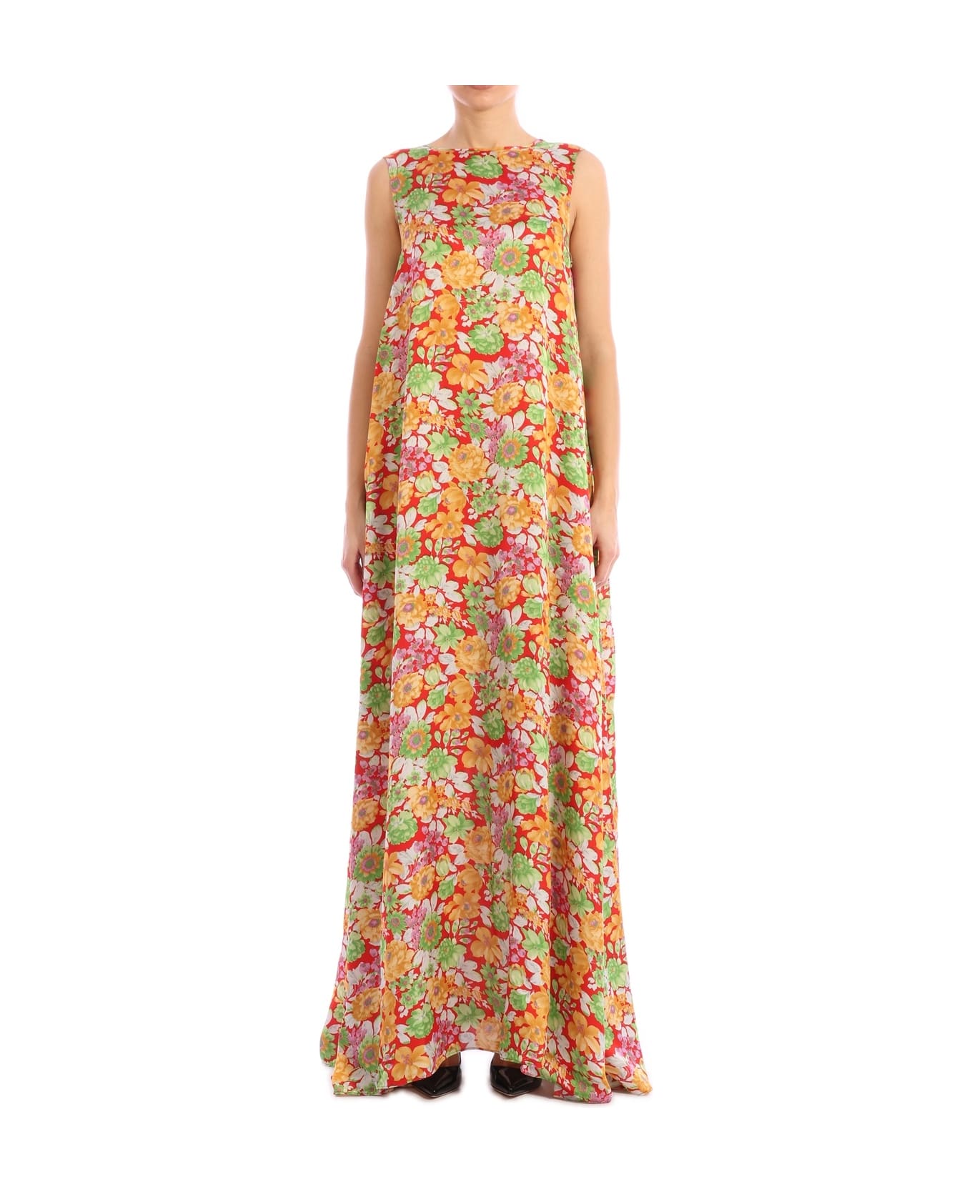 Plan C Floral Print Maxi Dress - MULTICOLOR ワンピース＆ドレス