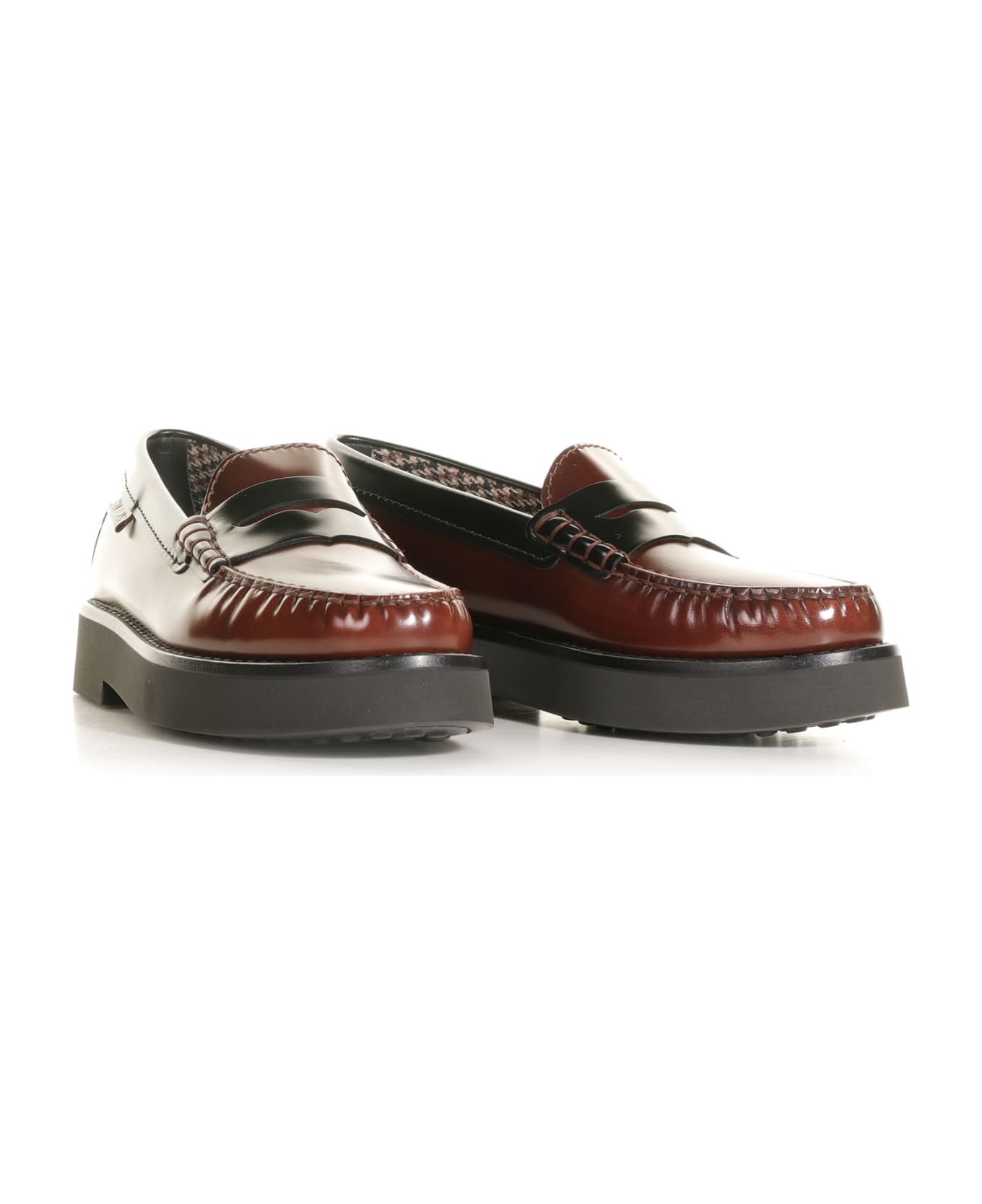 Tod's Leather Loafer With Rubber Pads - CUOIO