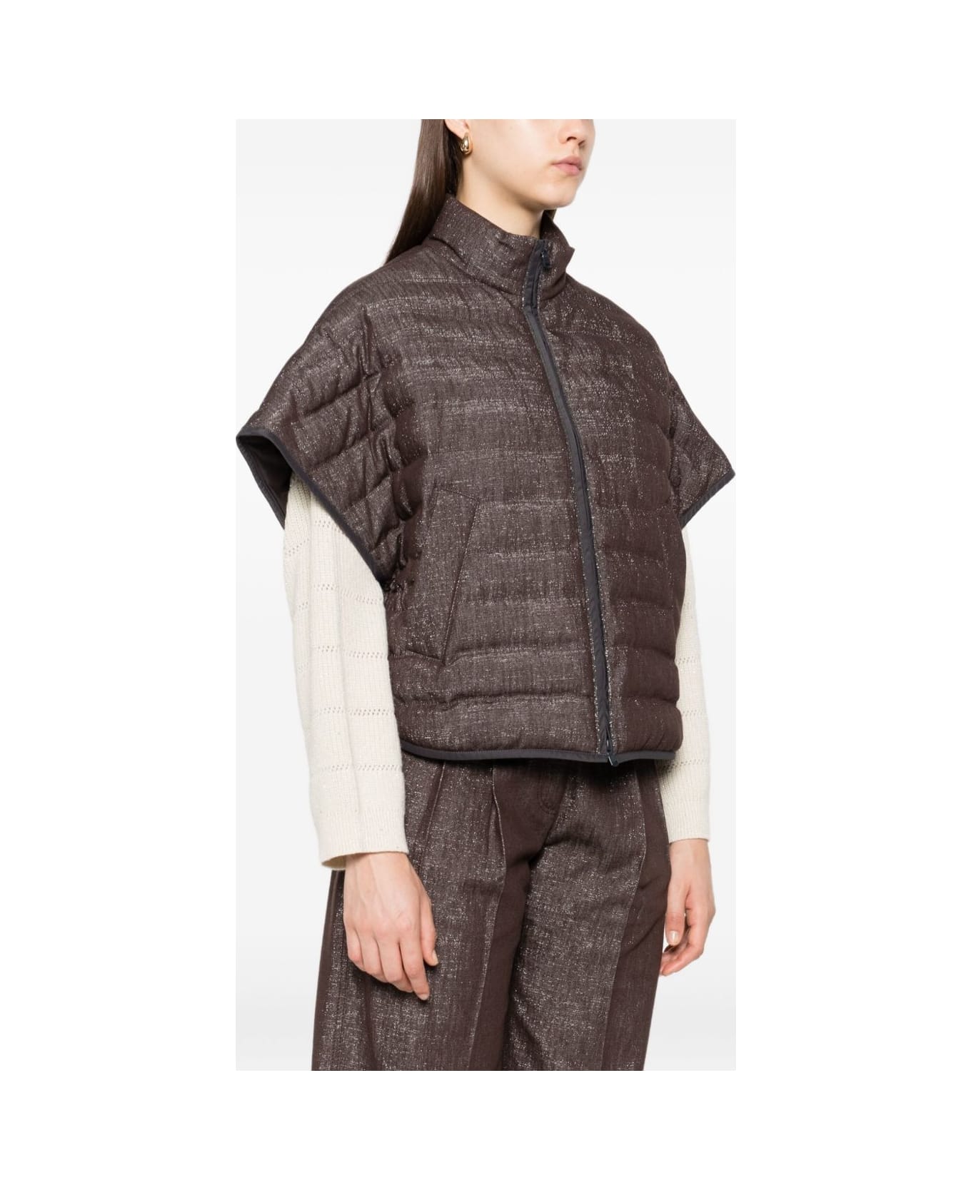 Brunello Cucinelli Shortsleeves Down Jacket - Brown