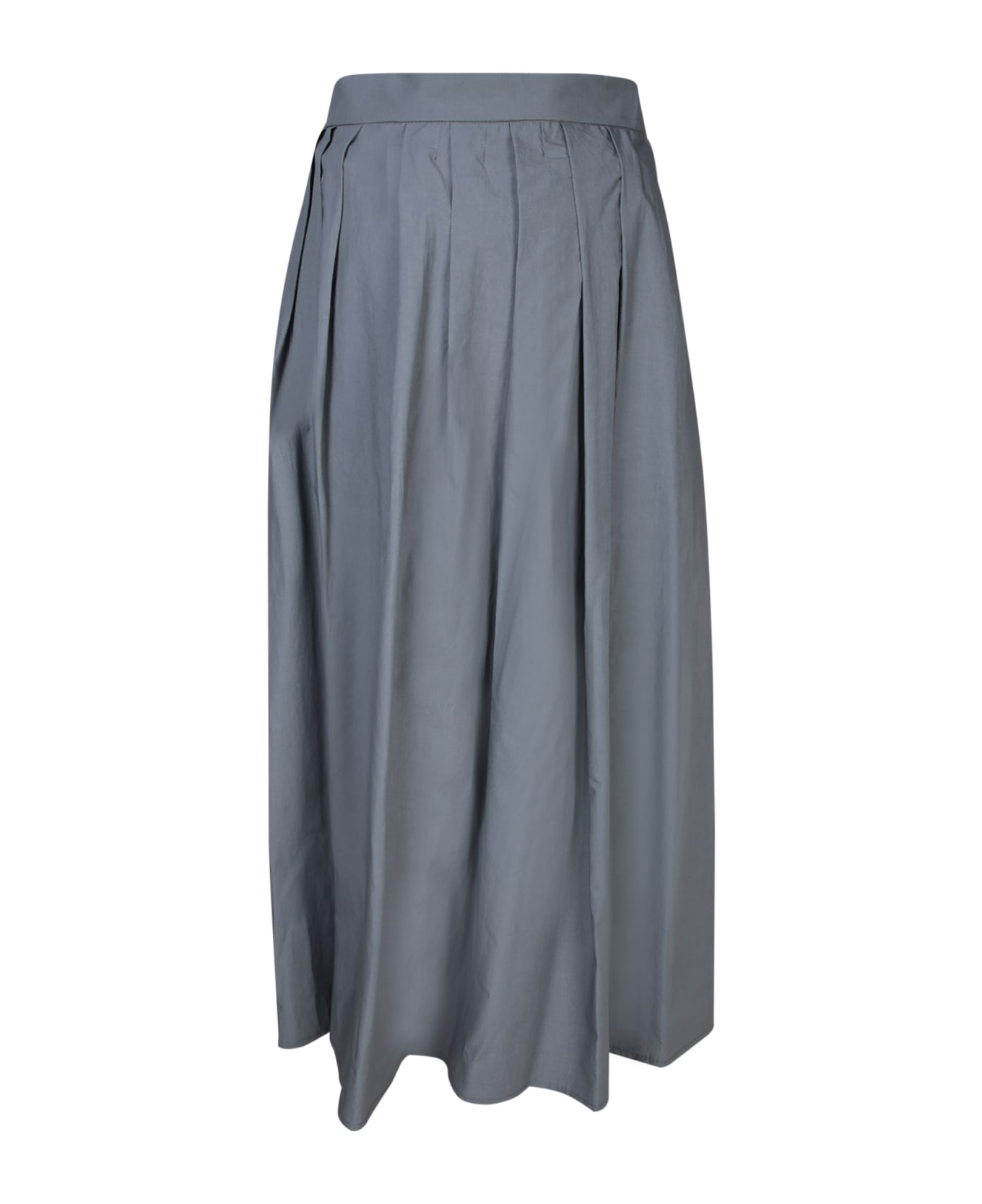 Moorer Ryanne Light Grey Cotton-linen Midi Skirt - Grey