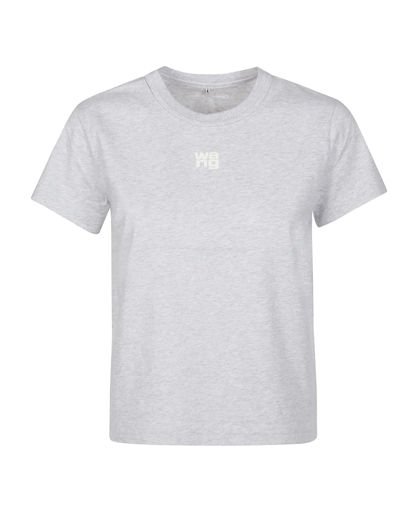 T by Alexander Wang Puff Logo Bound Neck Essential Shrunk T-shirt - Light Heather Grey Tシャツ