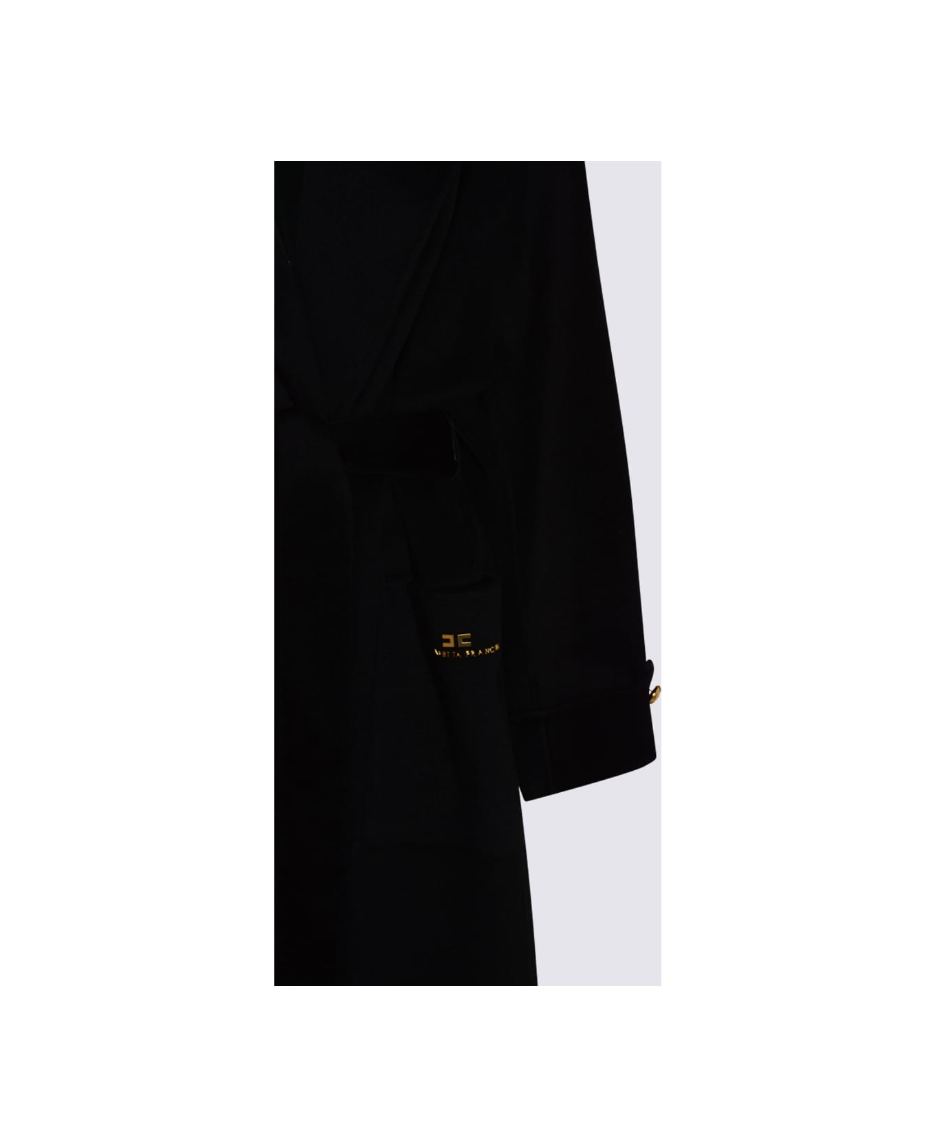 Elisabetta Franchi Black Wool Coat - Black