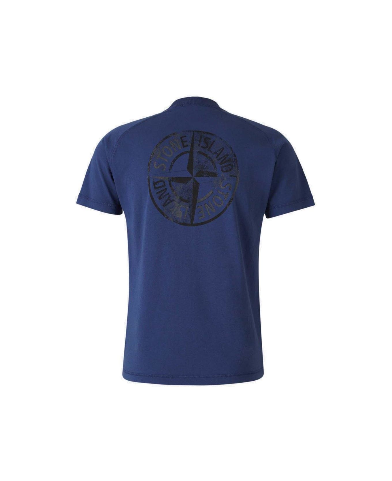 Stone Island Compass-printed Crewneck T-shirt - Blu