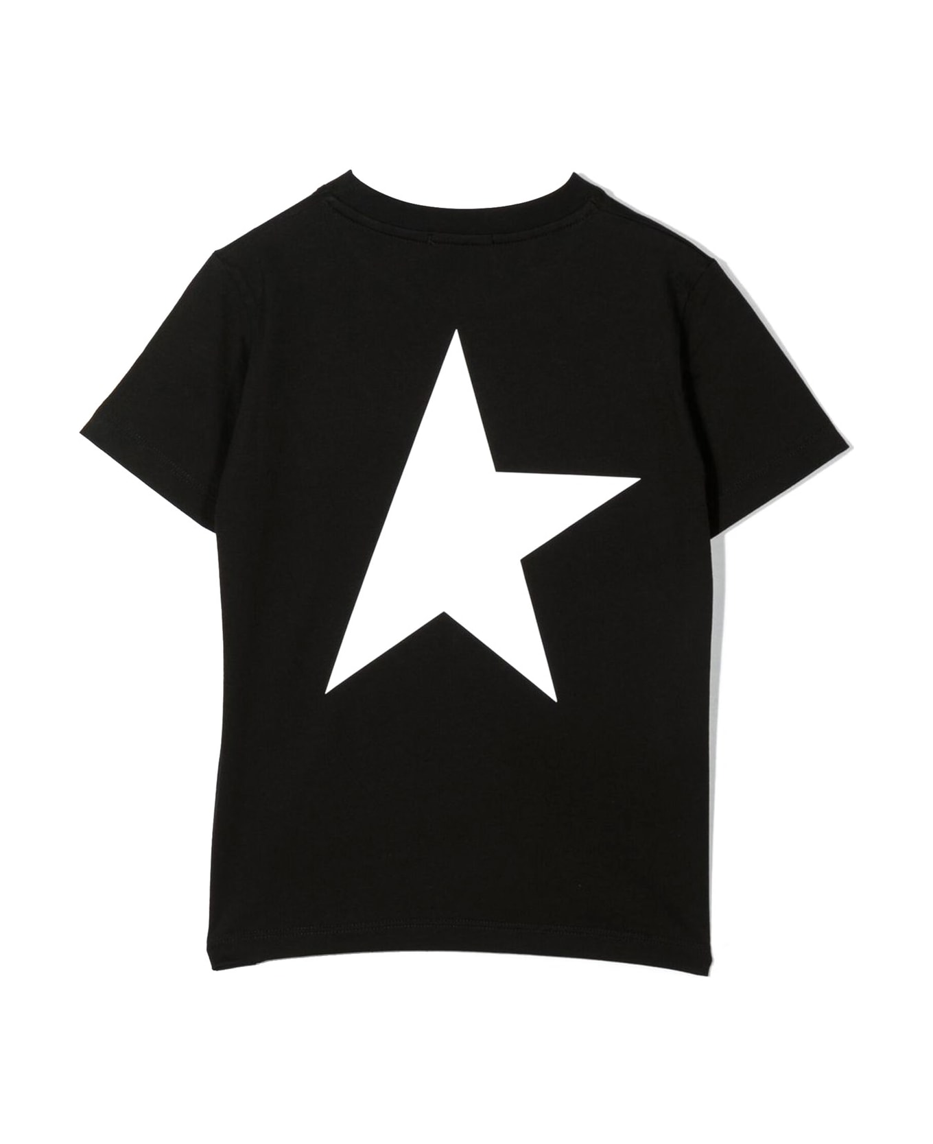 Golden Goose Star/ Boy's T-shirt S/s Logo/ Big Star Printed - NERO