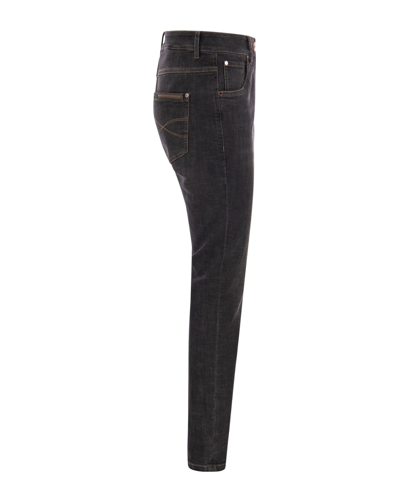 Brunello Cucinelli Slim Pants In Stretch Denim - Grey