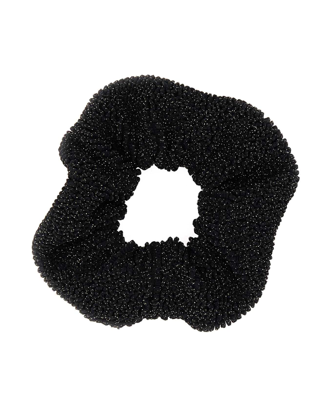 Hunza G Black Fabric Scrunchie - BLACKGOLD