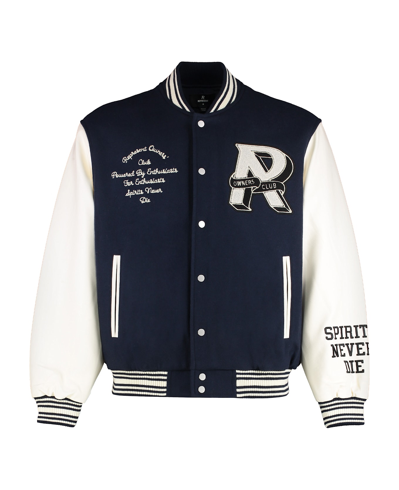 REPRESENT Wool And Faux Leather Bomber Jacket - blue