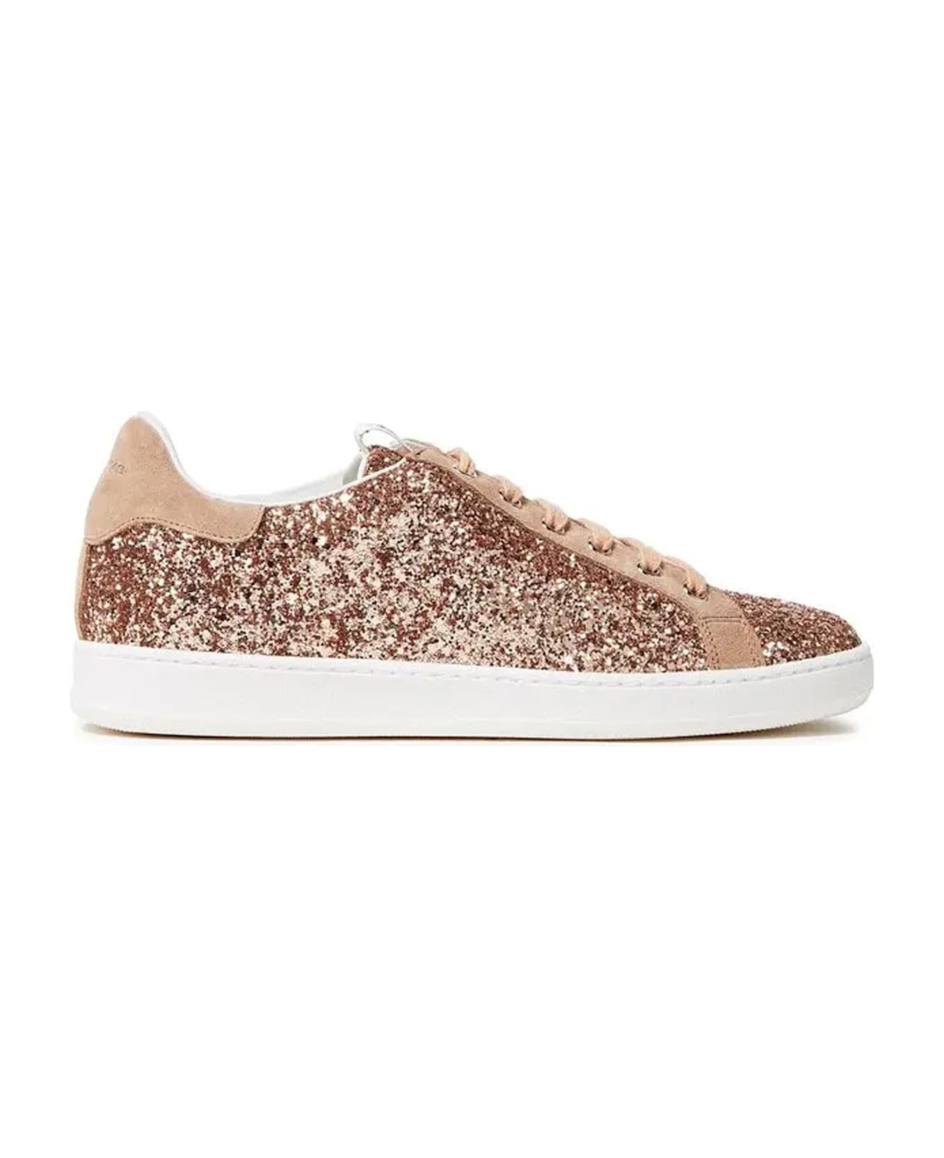 Sergio Rossi Glittered Woven Sneakers - Rose gold