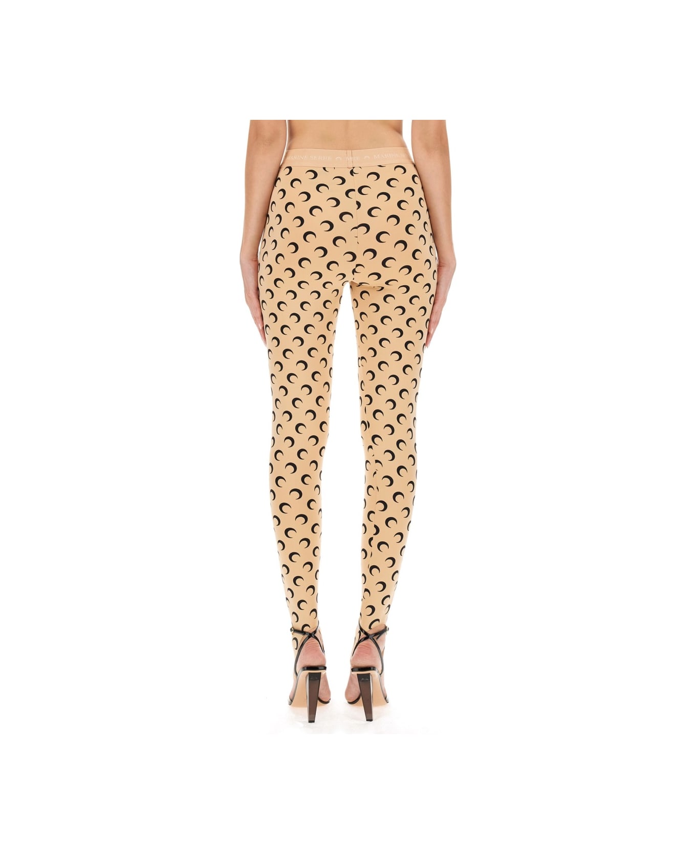 Marine Serre Moon Print Leggings - NUDE