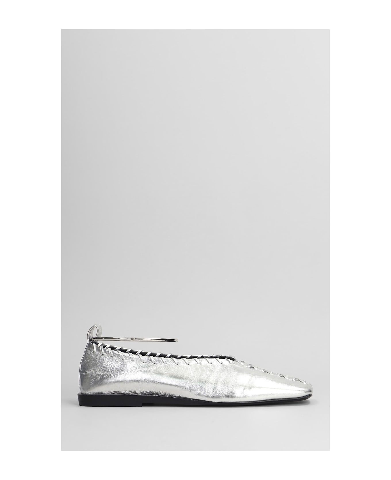 Jil Sander Ballet Flats In Silver Leather - silver