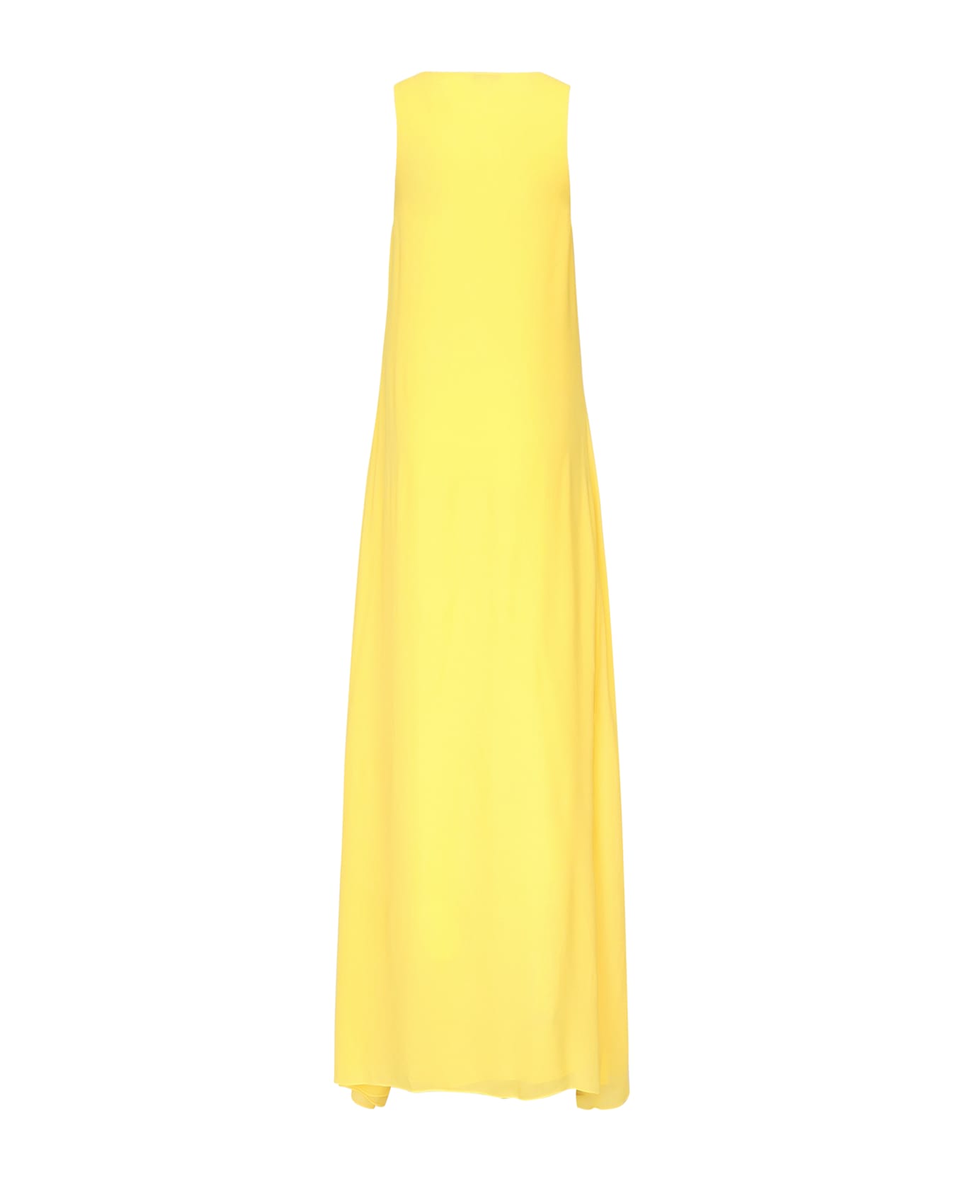 Alaia Long Dress With Georgette Ruffles - Yellow