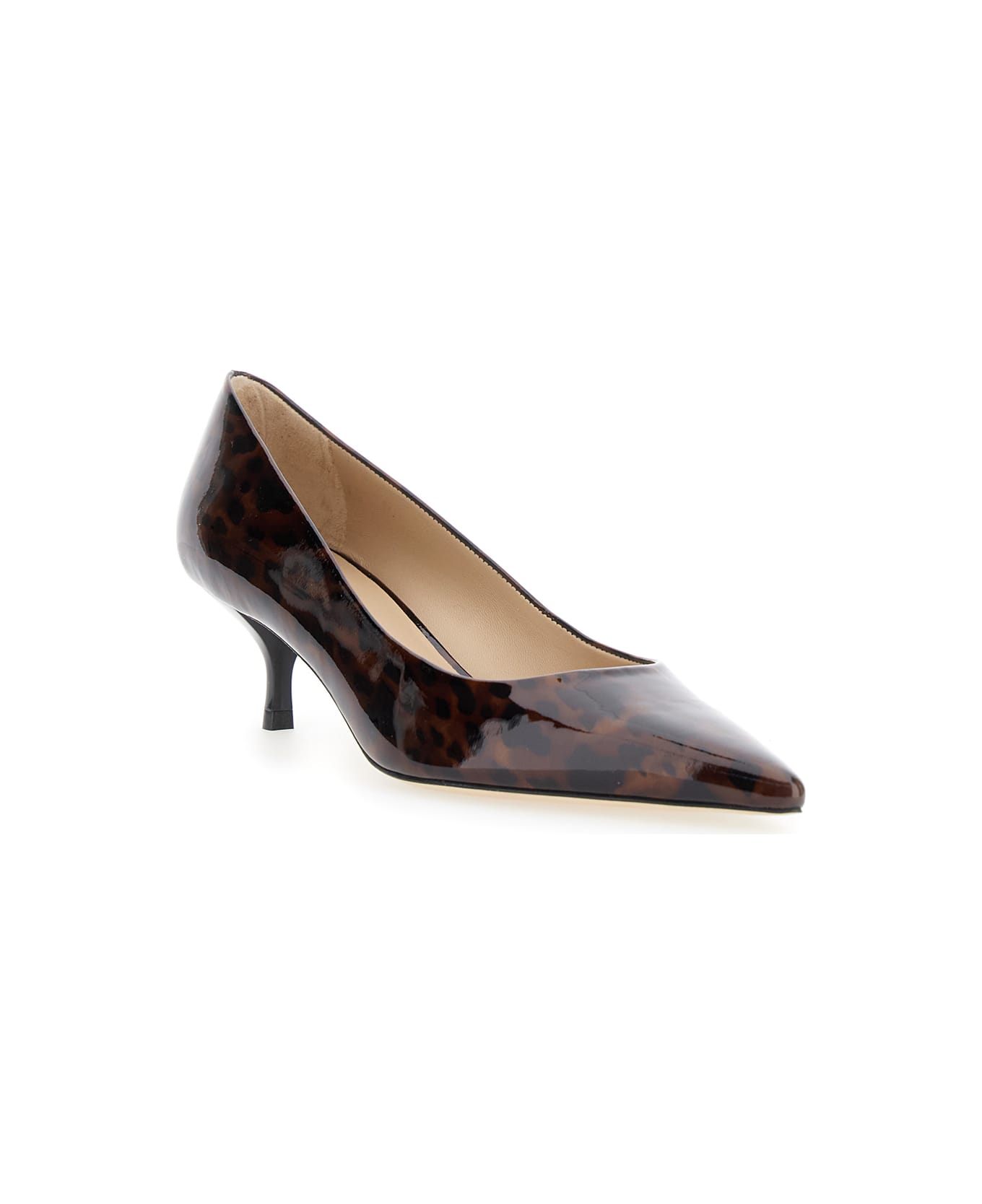 Stuart Weitzman 
power
 Brown Pumps With Kitten Heel And Leopard Motif In Leather Woman - Brown