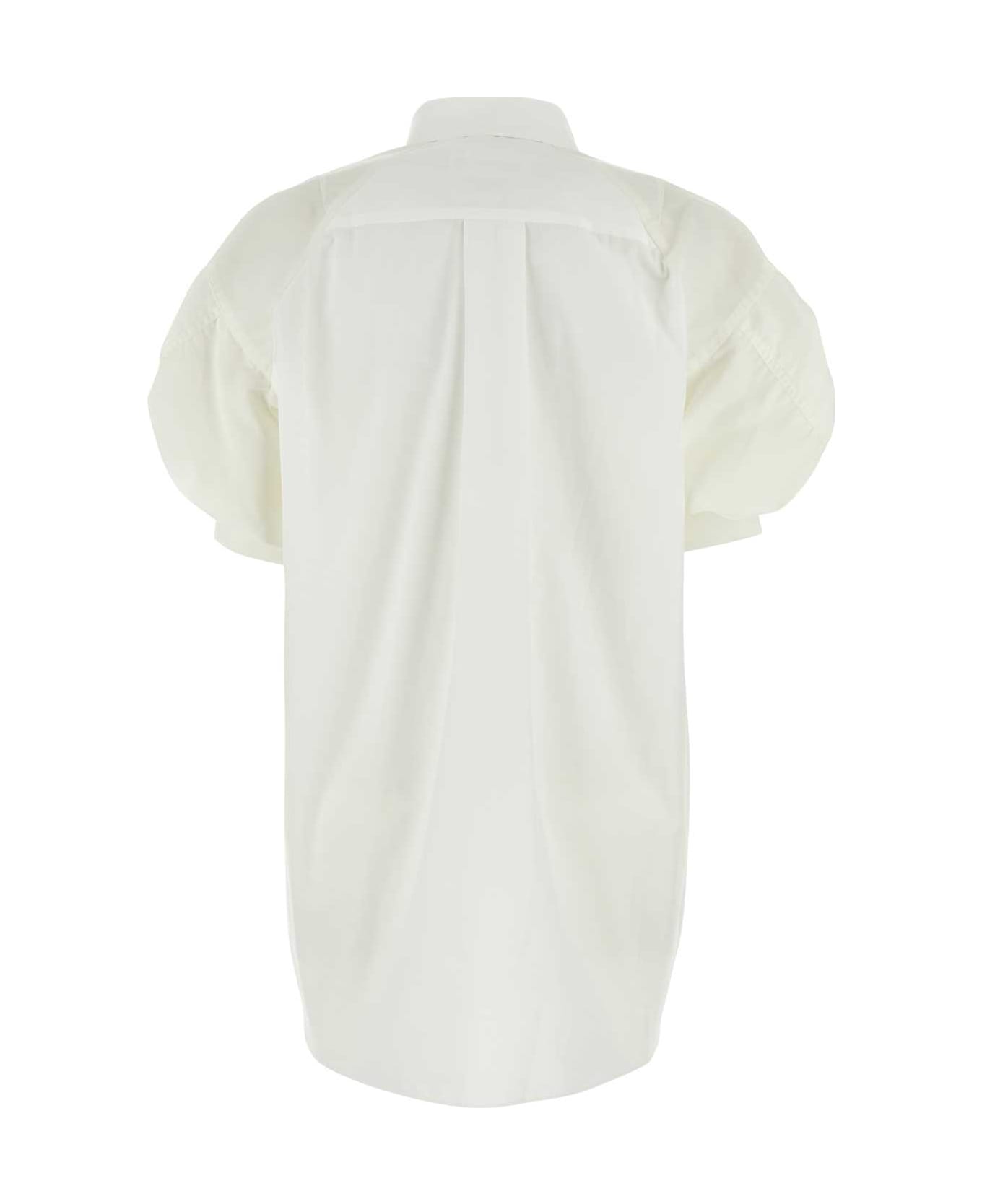 Sacai White Poplin Shirt Dress - OFFWHITE