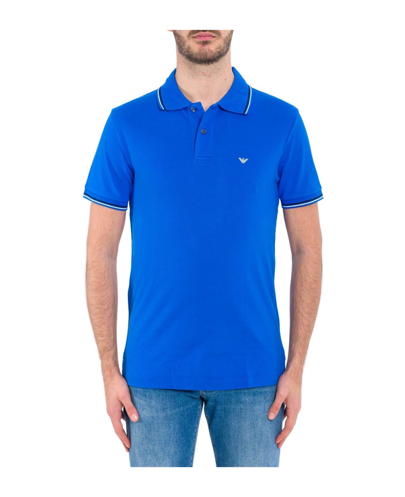 Emporio Armani Logo Detailed Short-sleeved Polo Shirt - Blu Nautico シャツ