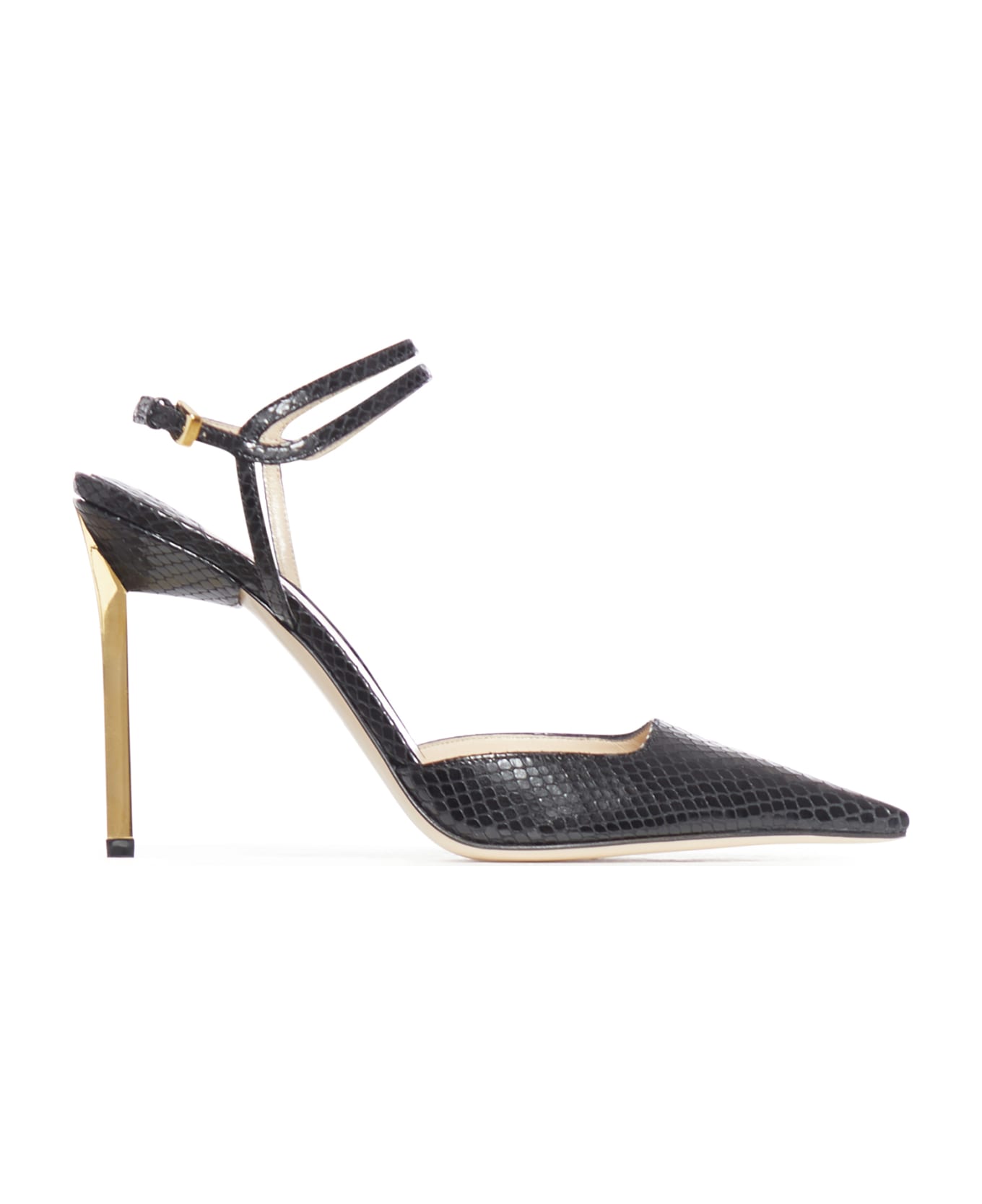 Tom Ford Glossy Stamped Python Slingback - Black