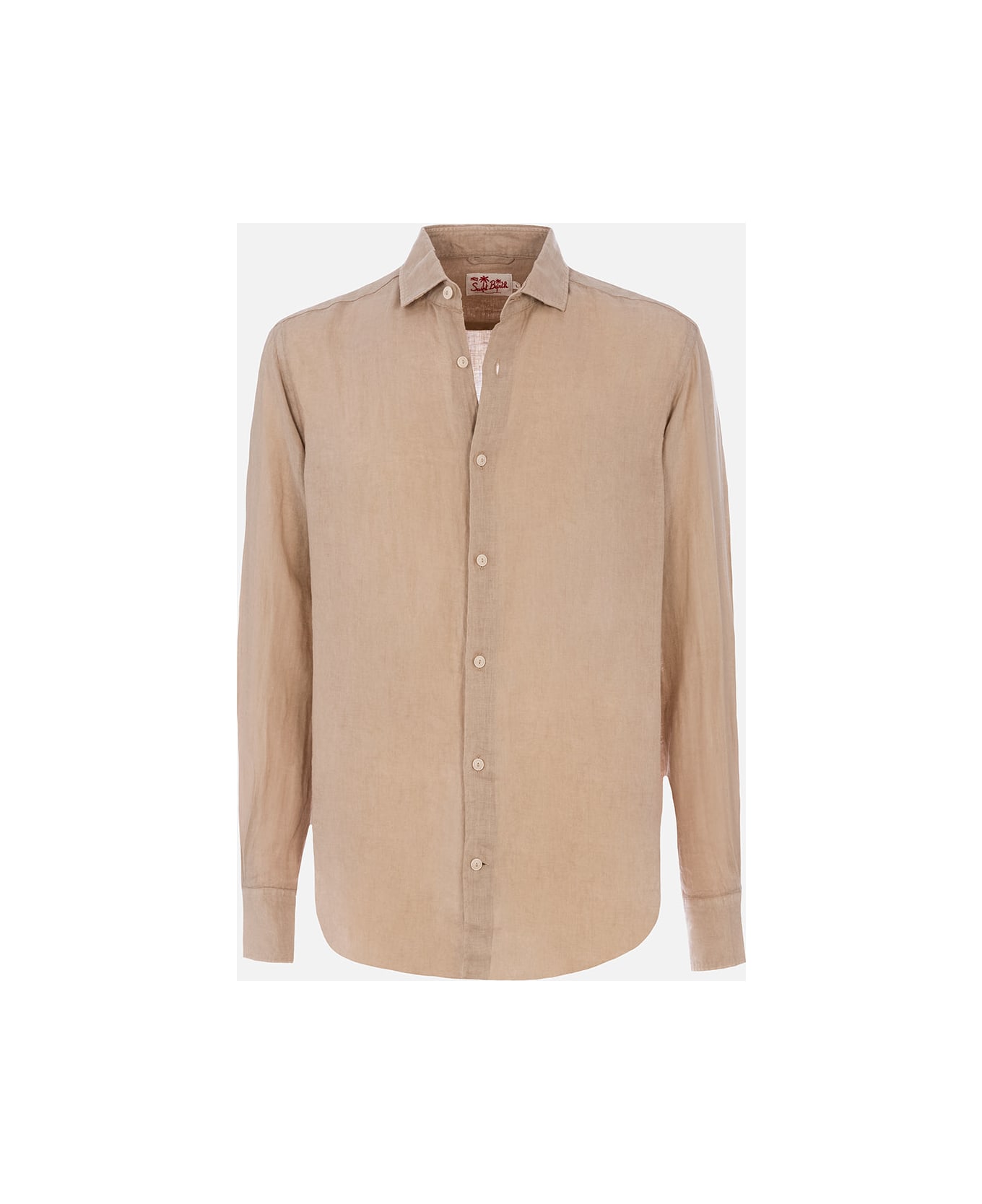 MC2 Saint Barth Man Beige Linen Shirt Pamplona - WHITE