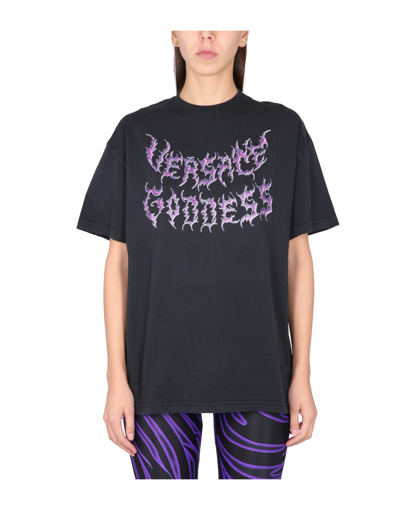 Versace Goddess Oversized T-shirt - BLACK