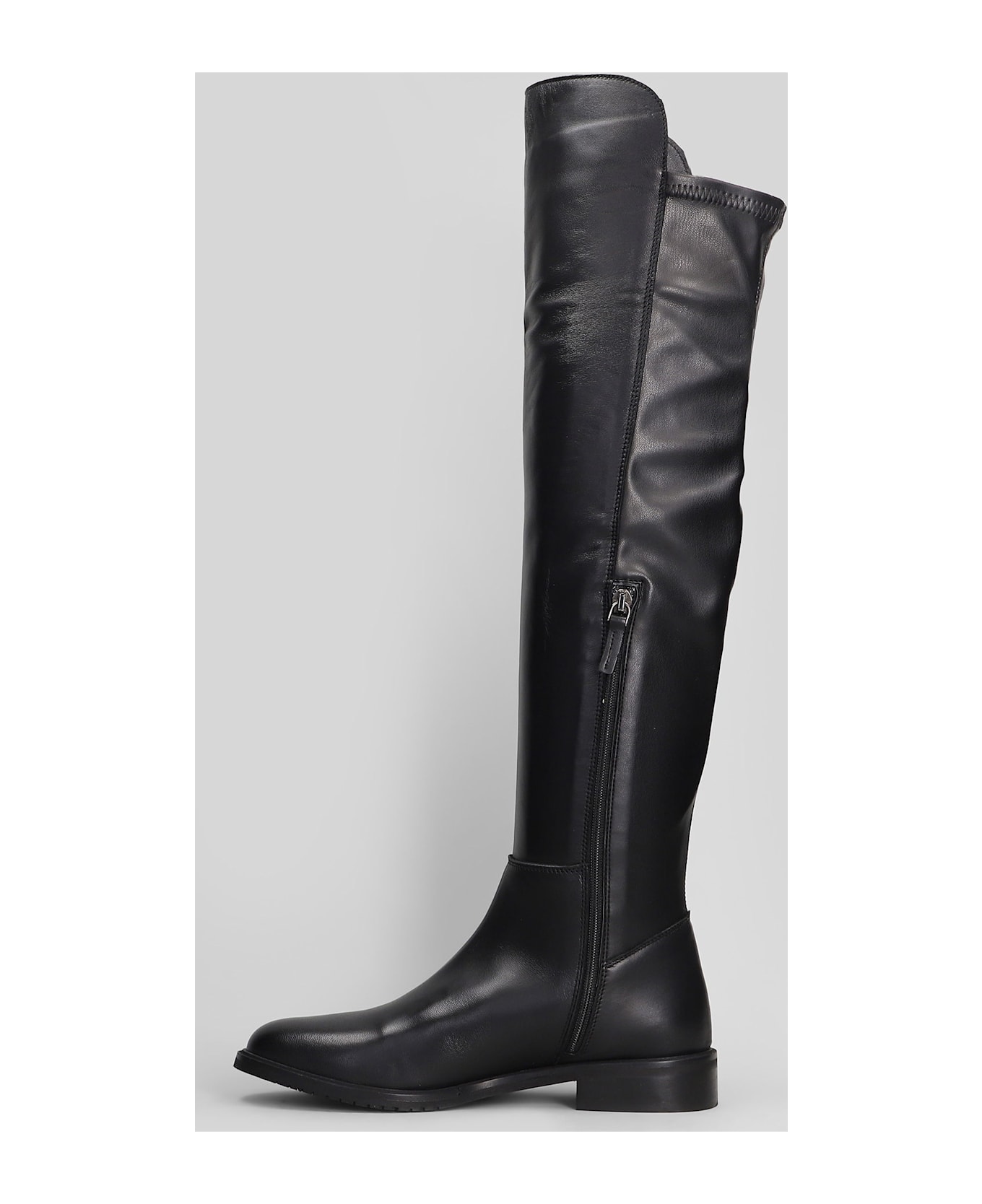 Julie Dee Low Heels Boots In Black Leather - black