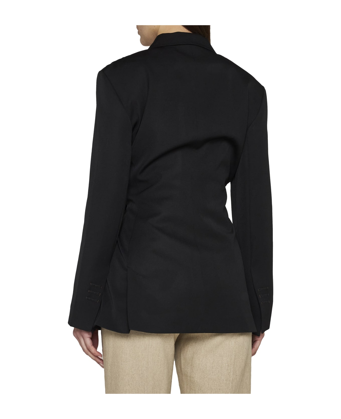 Jacquemus Jacket Dress In Cotton Tibau - Black