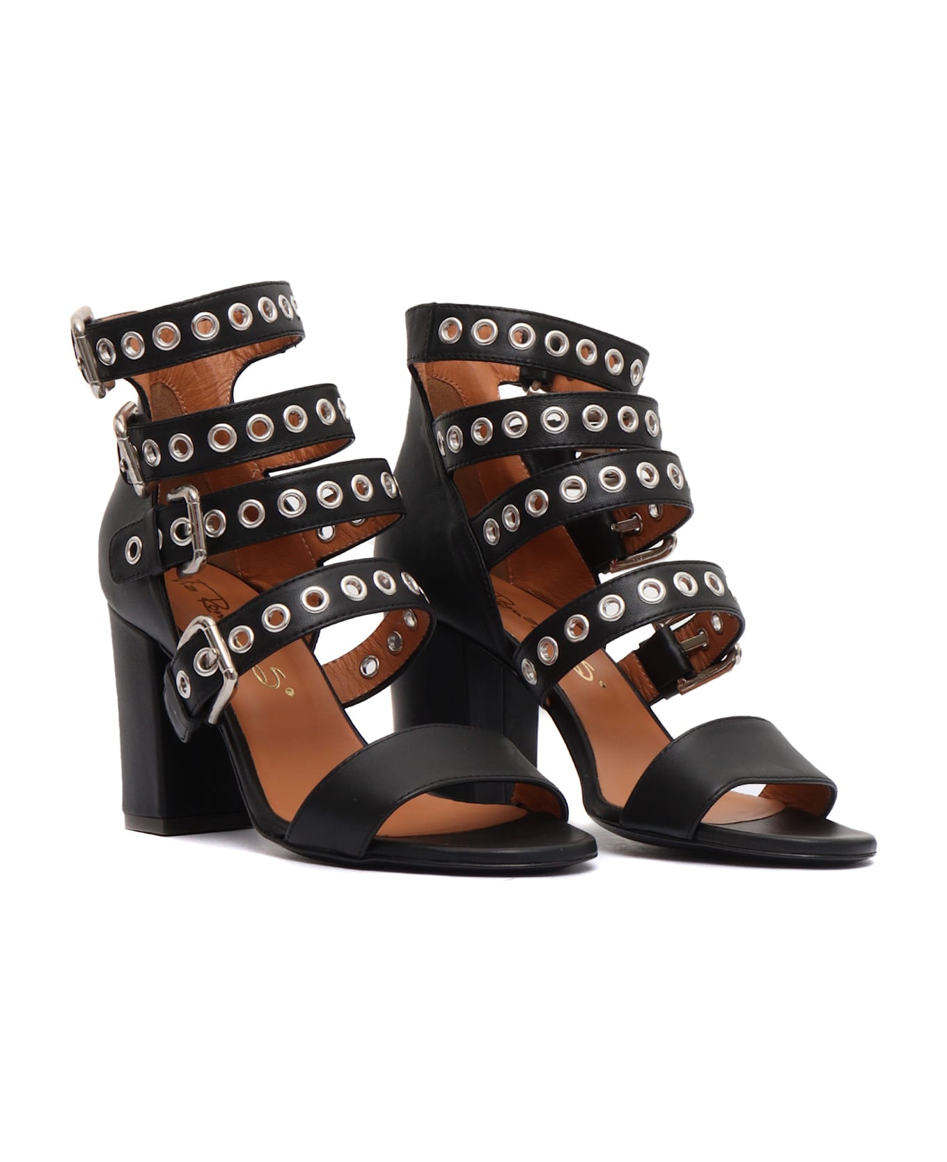 Via Roma 15 Sandals With 4 Straps - BLACK サンダル