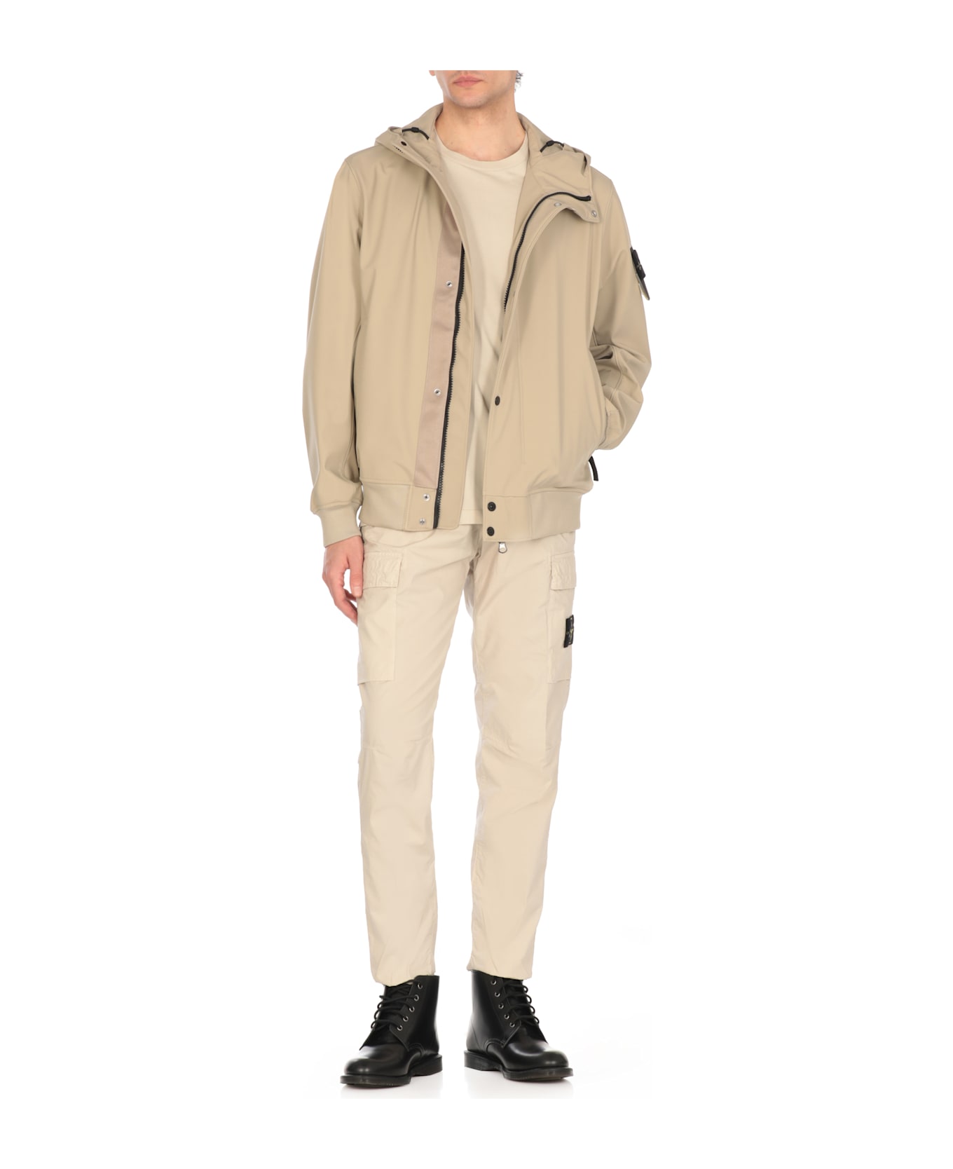Stone Island Jacket With Logo - Beige
