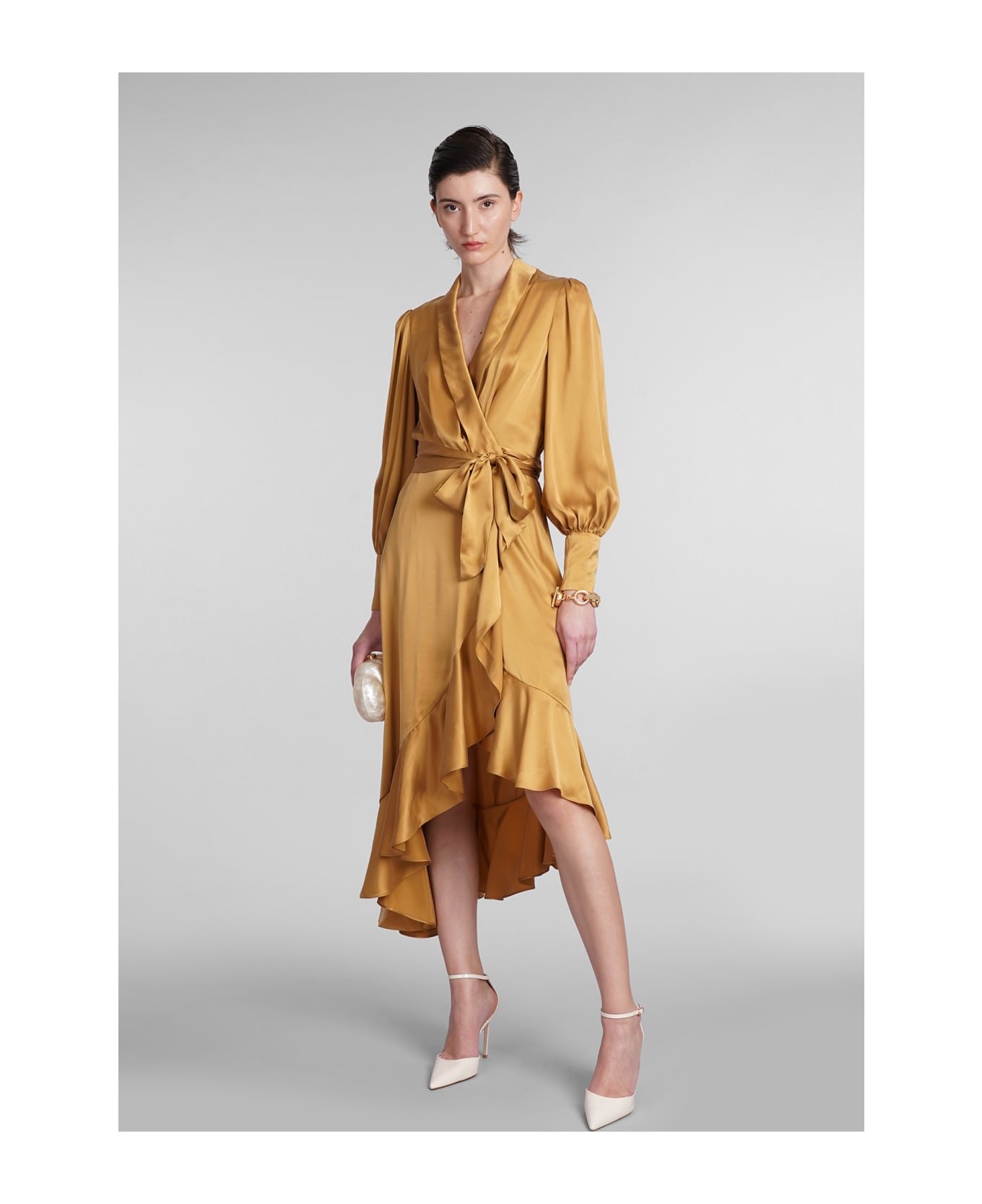 Zimmermann Dress In Gold Silk - gold