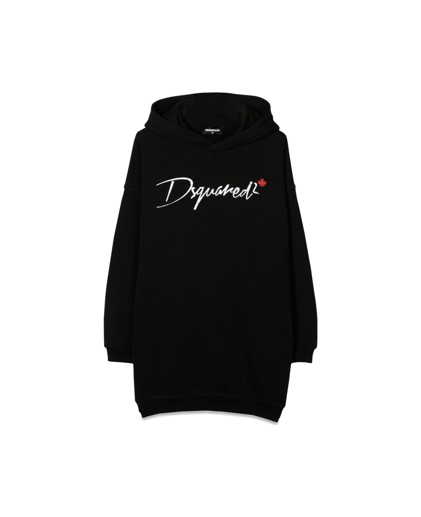 Dsquared2 Over Hooded Sweatshirt Dress - BLACK