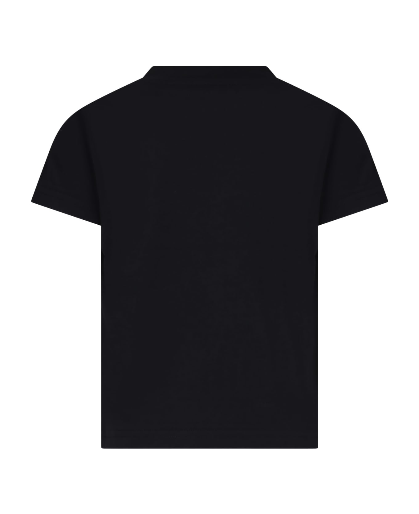 Moncler Black T-shirt For Kids With Logo - Black