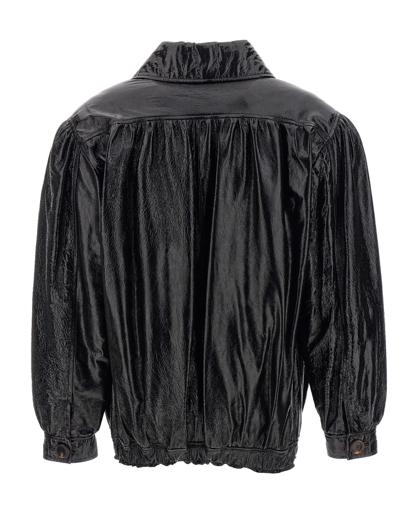 Alessandra Rich Leather Bomber Jacket - Black   ジャケット