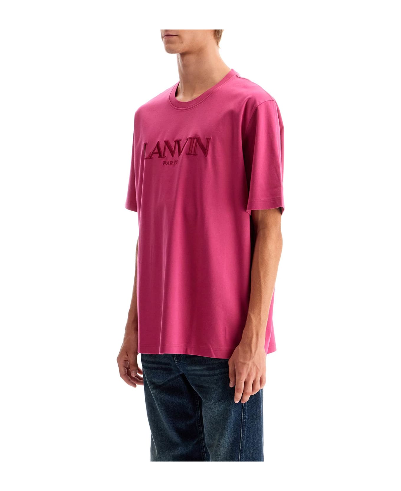 Lanvin T-shirt With Embroidered Logo Design - FUCHSIA (Pink)