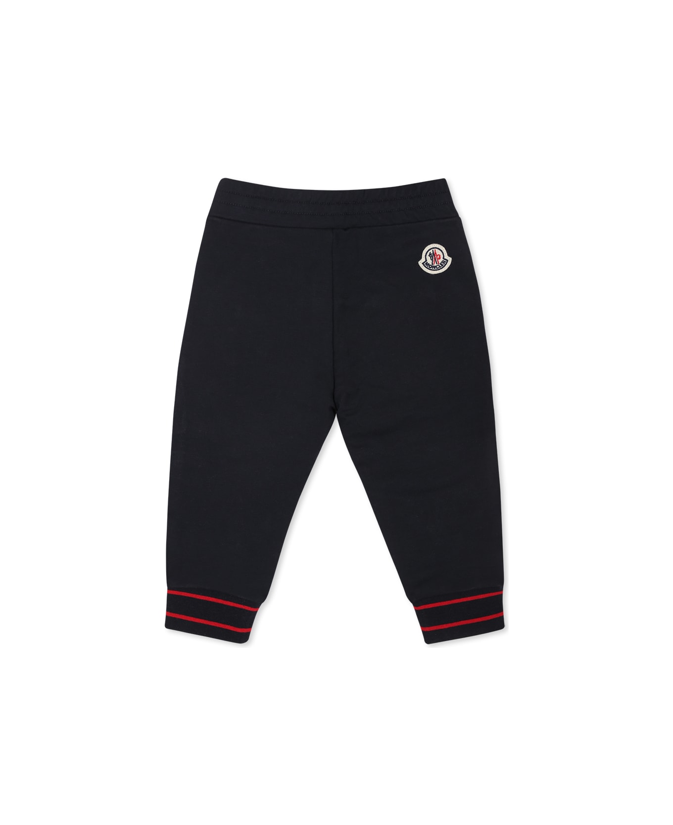 Moncler Blue Pants For Baby Boy With Logo - Blue