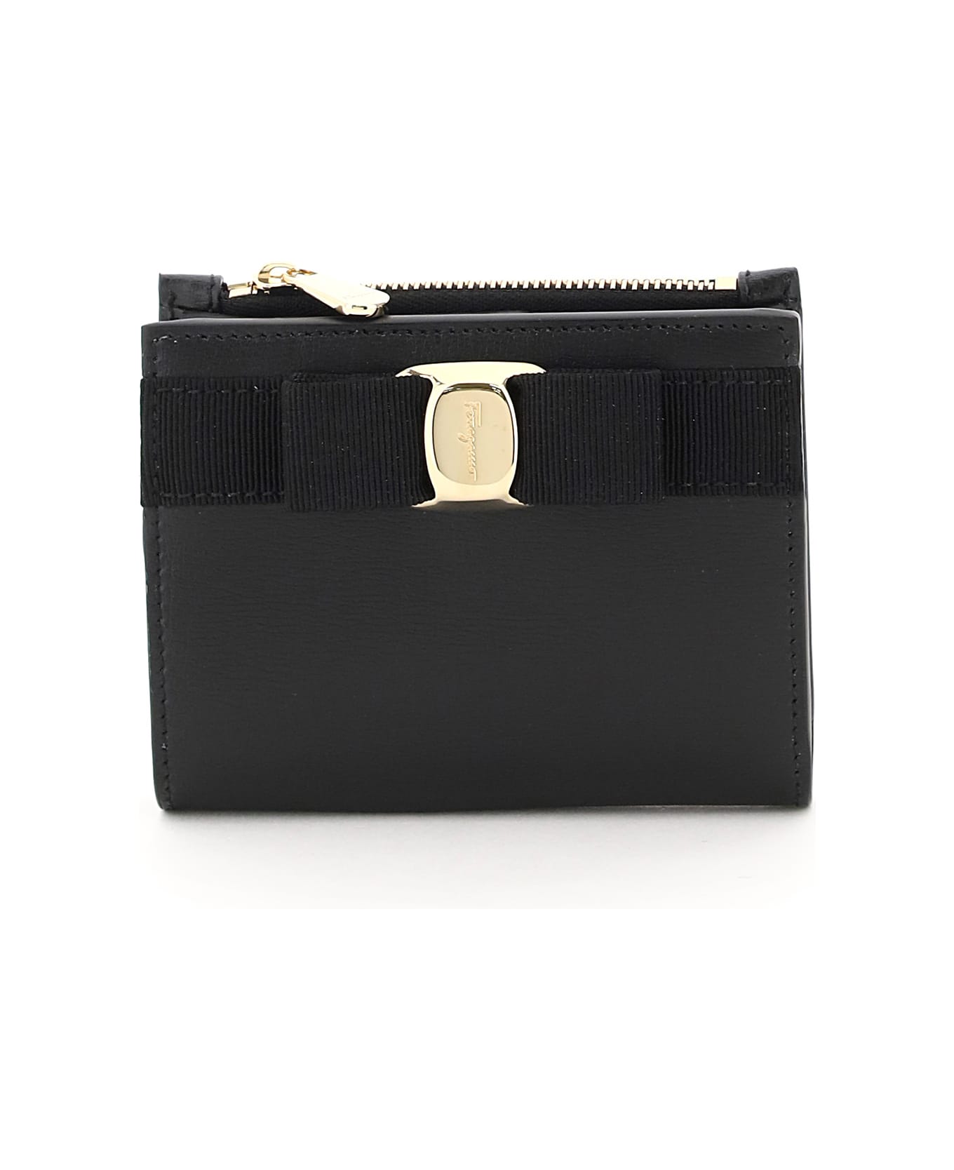 Ferragamo Vara Bow Compact Wallet - BLACK