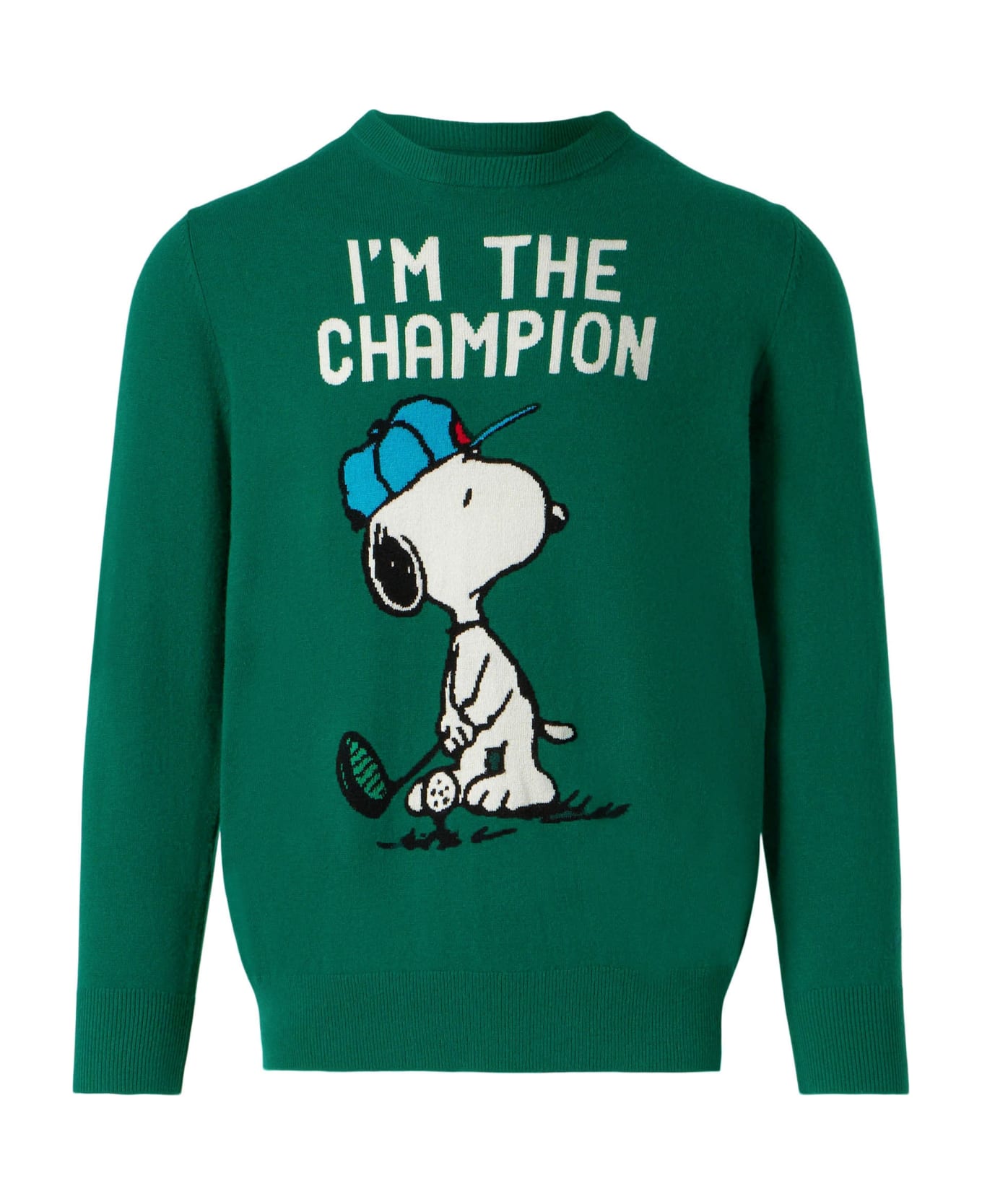 MC2 Saint Barth Man Lightweight Sweater With Snoopy Jacquard Print | Snoopy Peanuts Special Edition - GREEN
