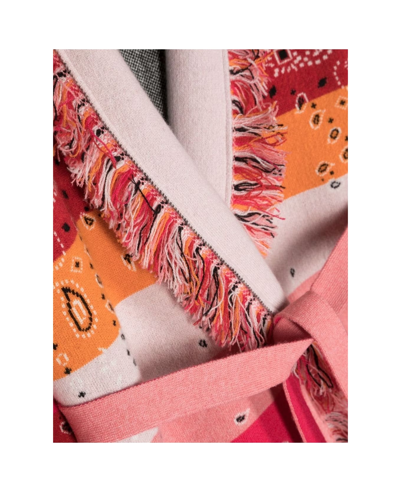Alanui Pink And Multicolor Striped Bandana Cardigan - Multicolour