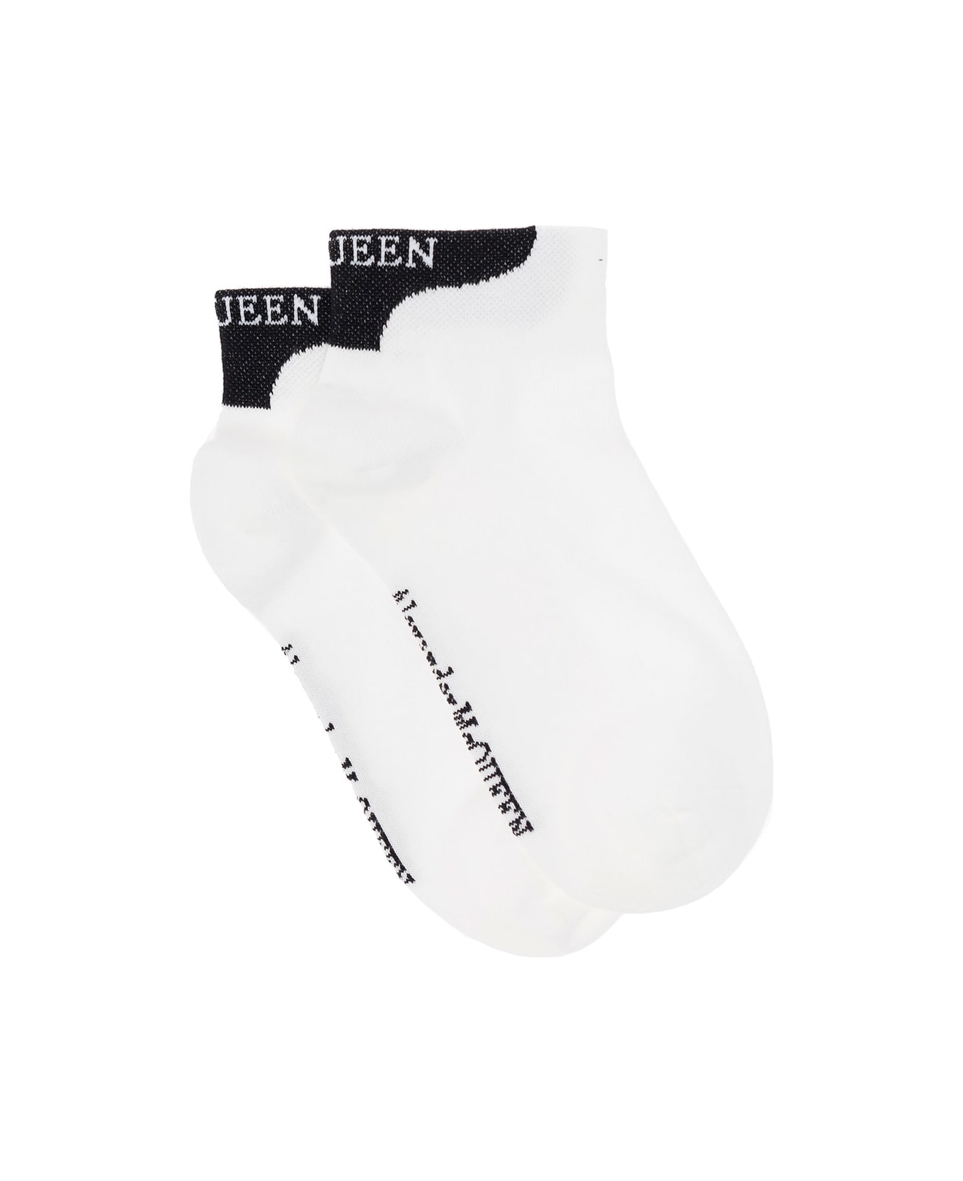 Alexander McQueen Woman's White Cotton Socks With Logo - White