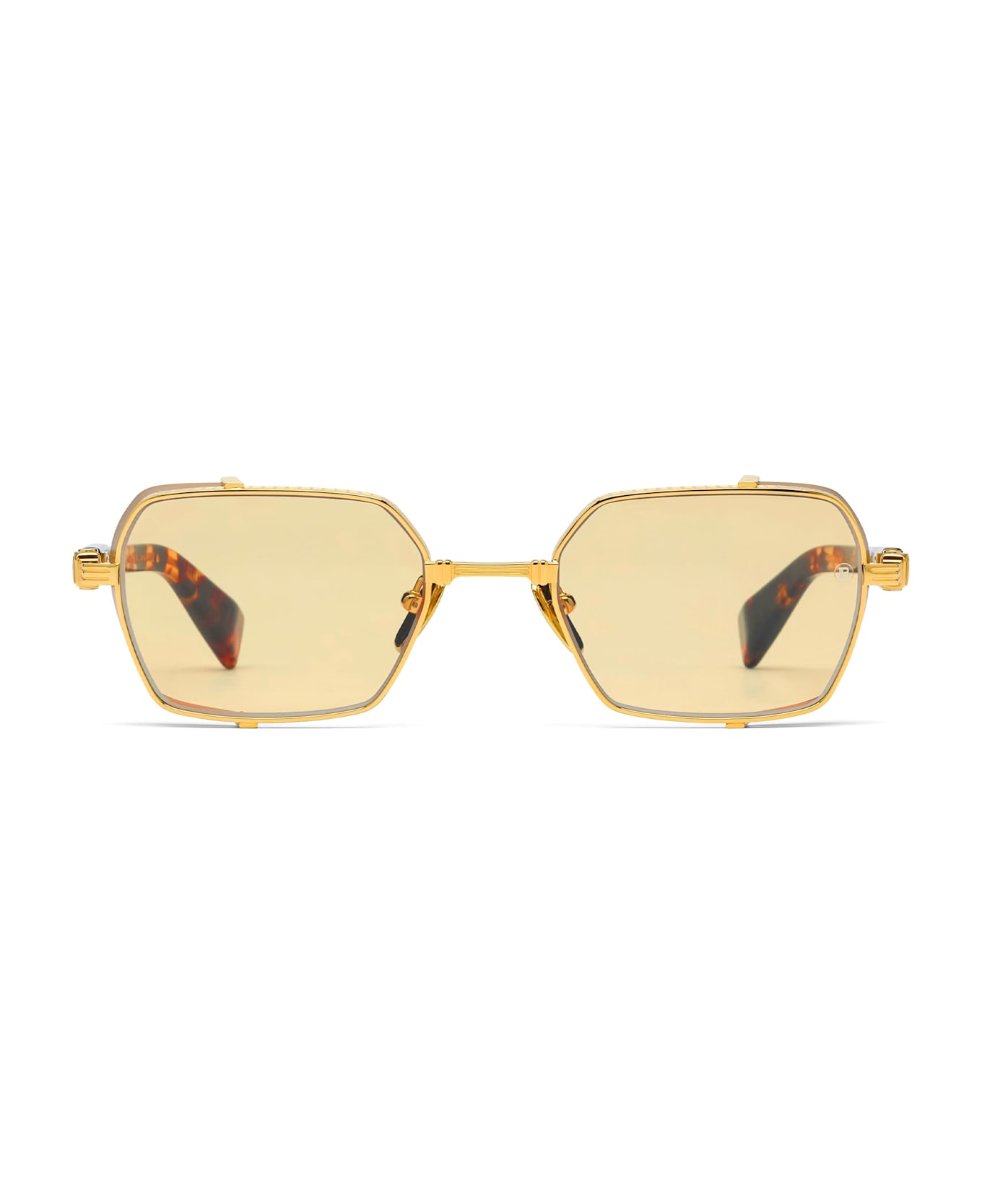 Balmain Brigade Iii - 18k Gold / Spotted Havana Glasses - Black/Grey