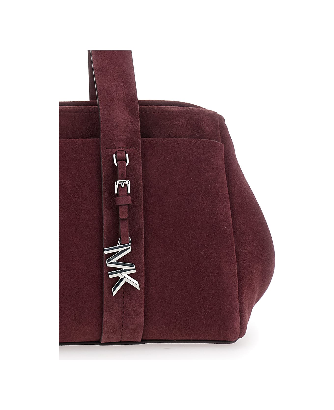 MICHAEL Michael Kors Bordeaux Shoulder Bag With Metallic Pendant In Suede Woman - Bordeaux
