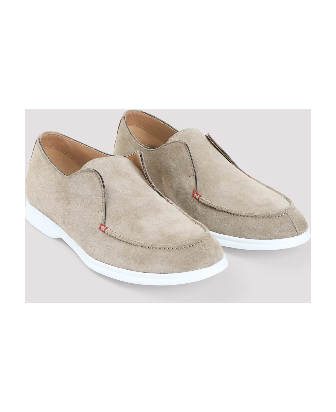 Kiton Calf Leather Loafers - Beige