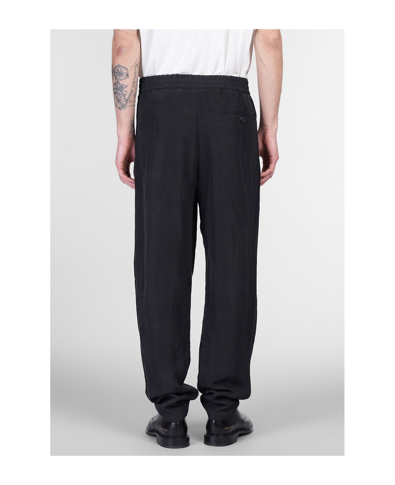Giorgio Armani Pants In Black Linen - black