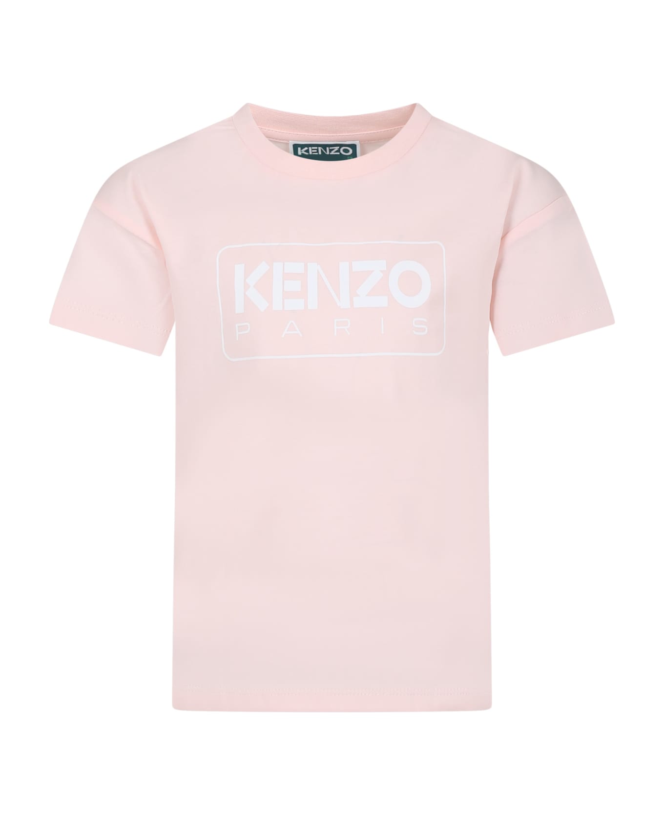 Kenzo Kids Pink T-shirt For Girl With Logo - PINK Tシャツ＆ポロシャツ