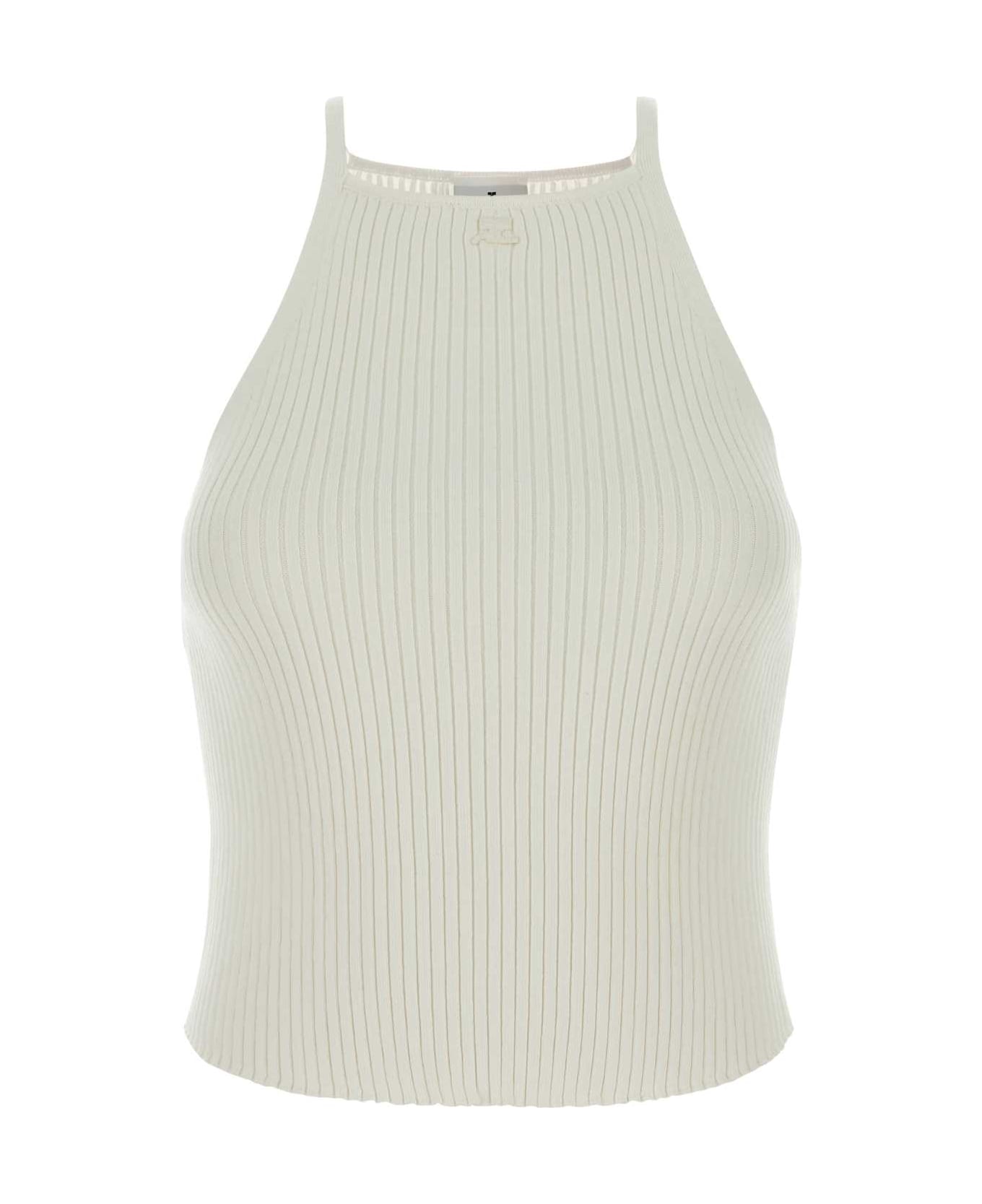 Courrèges White Viscose Blend Tank Top - HERITAGEWHITE