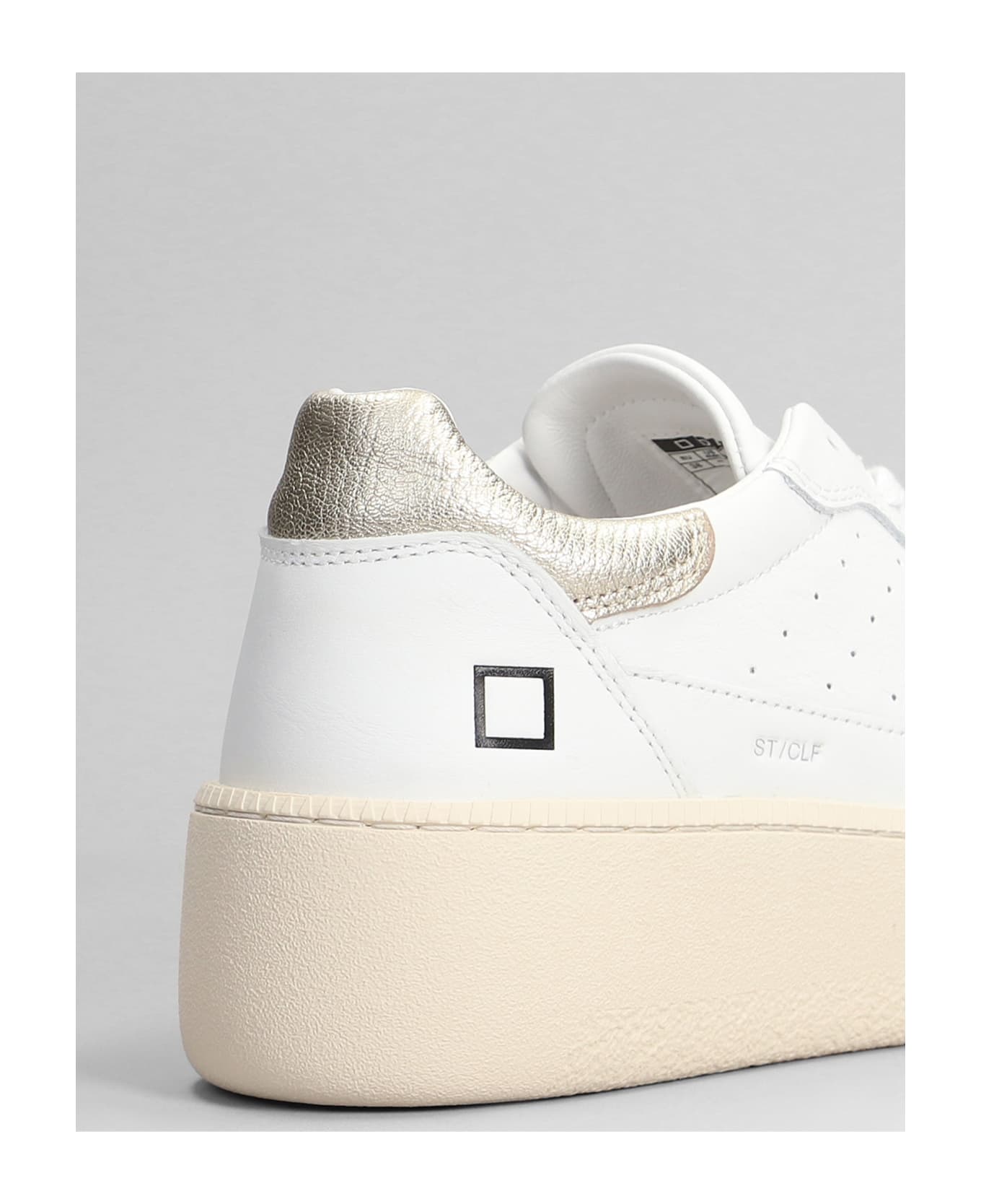 D.A.T.E. Step Sneakers In White Leather - Bianco/Platino ウェッジシューズ
